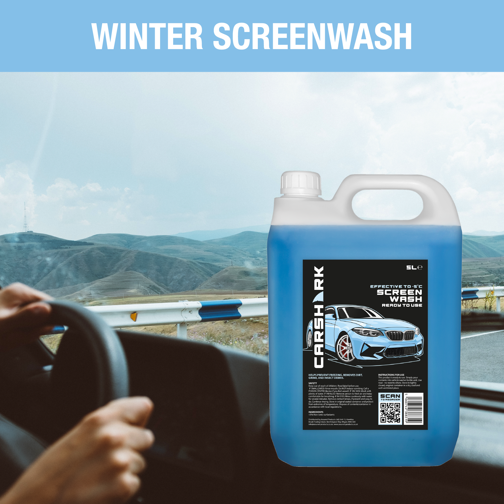 CARSHARK Winter Screen Wash 2 x 5L Effective down to -5°C