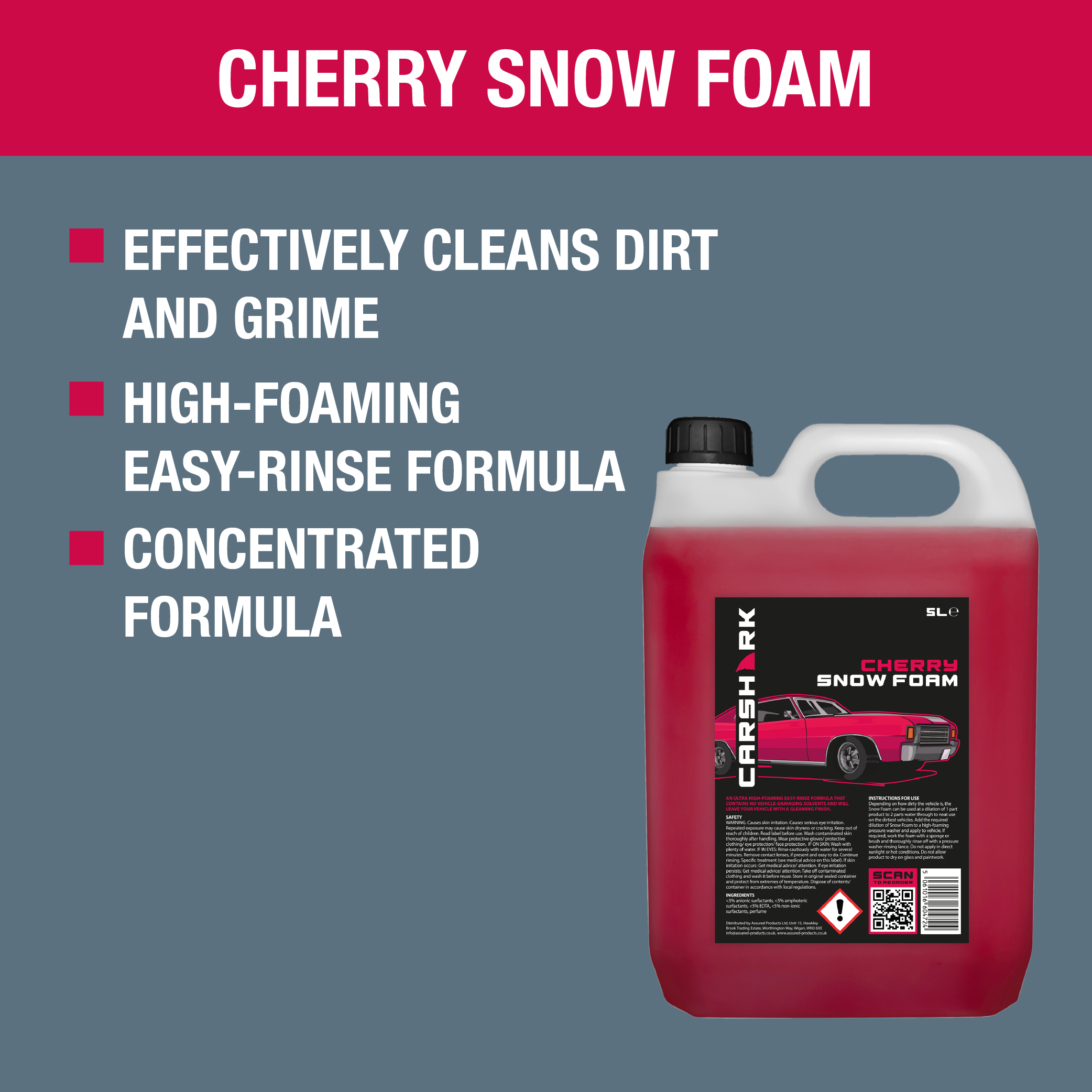 CARSHARK Cherry Snow Foam 5 Litre Concentrate