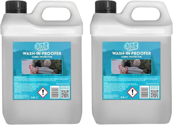 One Chem Wash-In Waterproofer 2 x 2.5 Litres, for Waterproofing Clothing, Adds and Restores Water Repellency