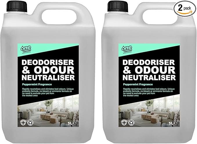 One Chem Professional Deodoriser and Odour Neutraliser, 2 x 5 Litres, Peppermint Fragrance, for Pet Stains