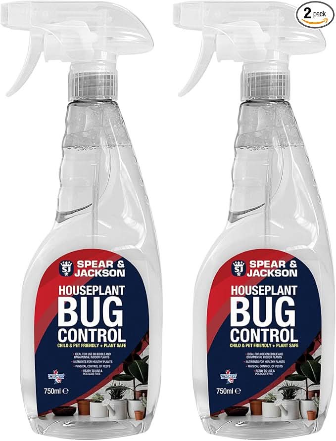 Spear & Jackson Houseplant Bug Control - 2 x 750 ml - Pet Friendly, Plant Safe, Ready to Use - Indoor Plants