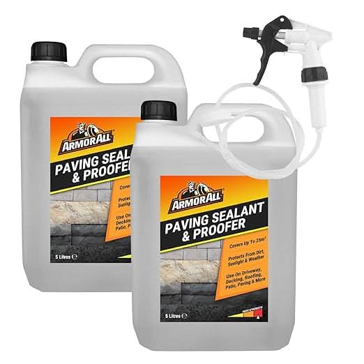 Armor All Paving Sealant and Proofer - 2 x 5 Litre Water Seal - with Long Hose Trigger - Breathable, Colourless Waterseal for Brick, Wood and Stone