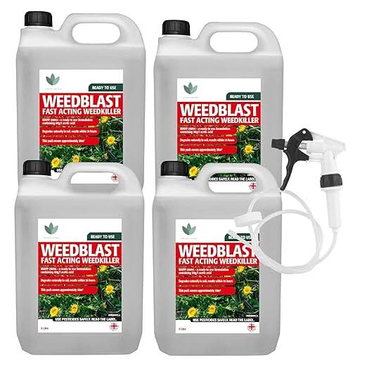 Weedblast Fast Acting Weedkiller 4 x 5 Litre with Long Hose Trigger (Ready to use), See Results Within 24 hours