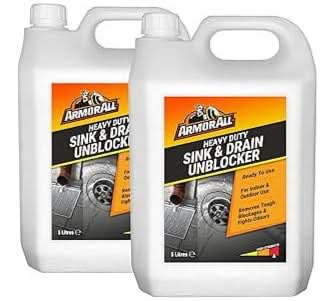 Armor All Heavy Duty Sink and Drain Unblocker Gel - 2 x 5L - Powerful Formula- Drain Opener - Pipe Cleaner - Sink Unblocker