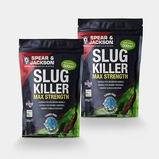 Spear & Jackson Slug Killer Lentils, 2 x 300g, High-Strength Formula, 500m² Coverage, Turbo Disc Bait Technology