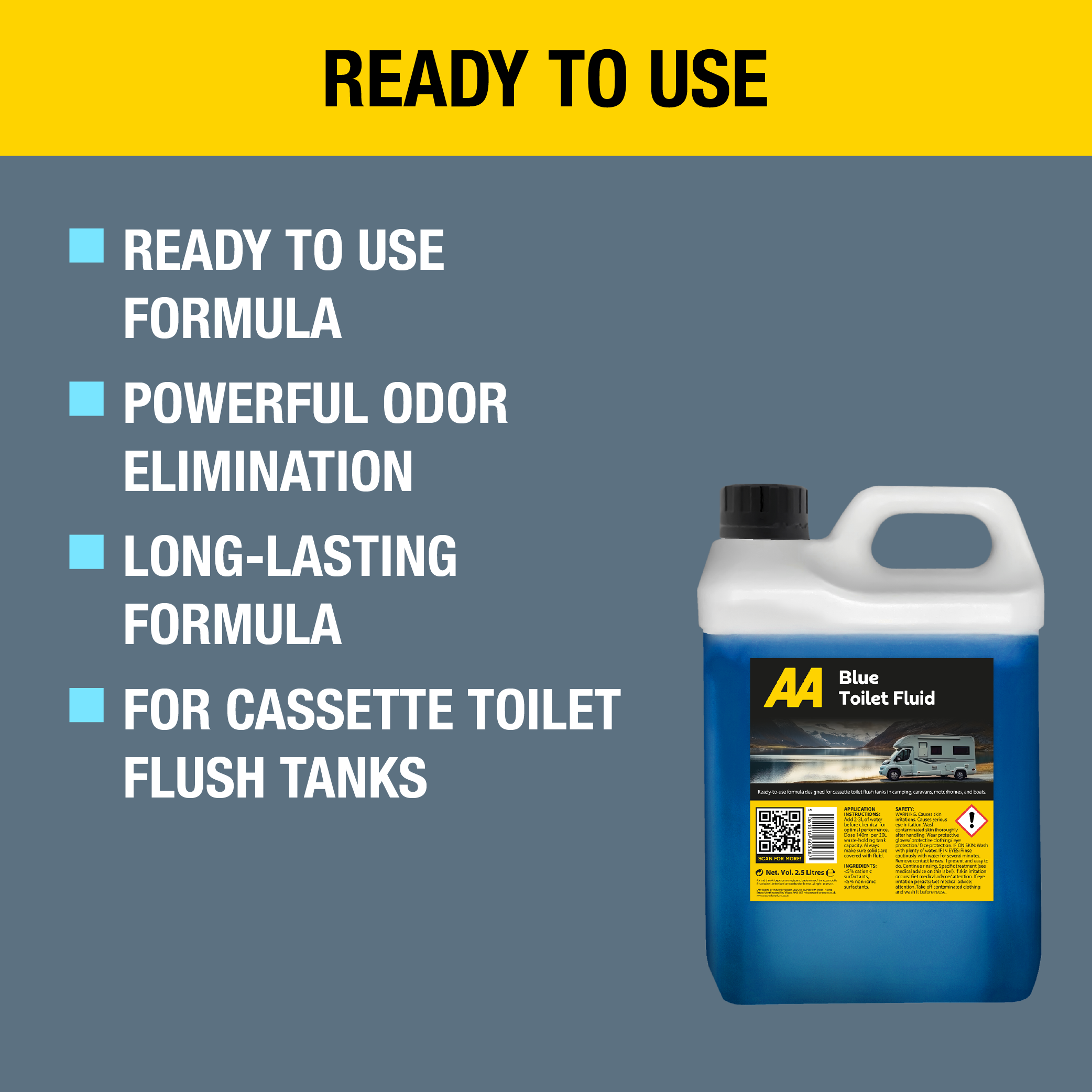 AA Toilet Cleaner Blue Flush Fluid, 2.5 Litre