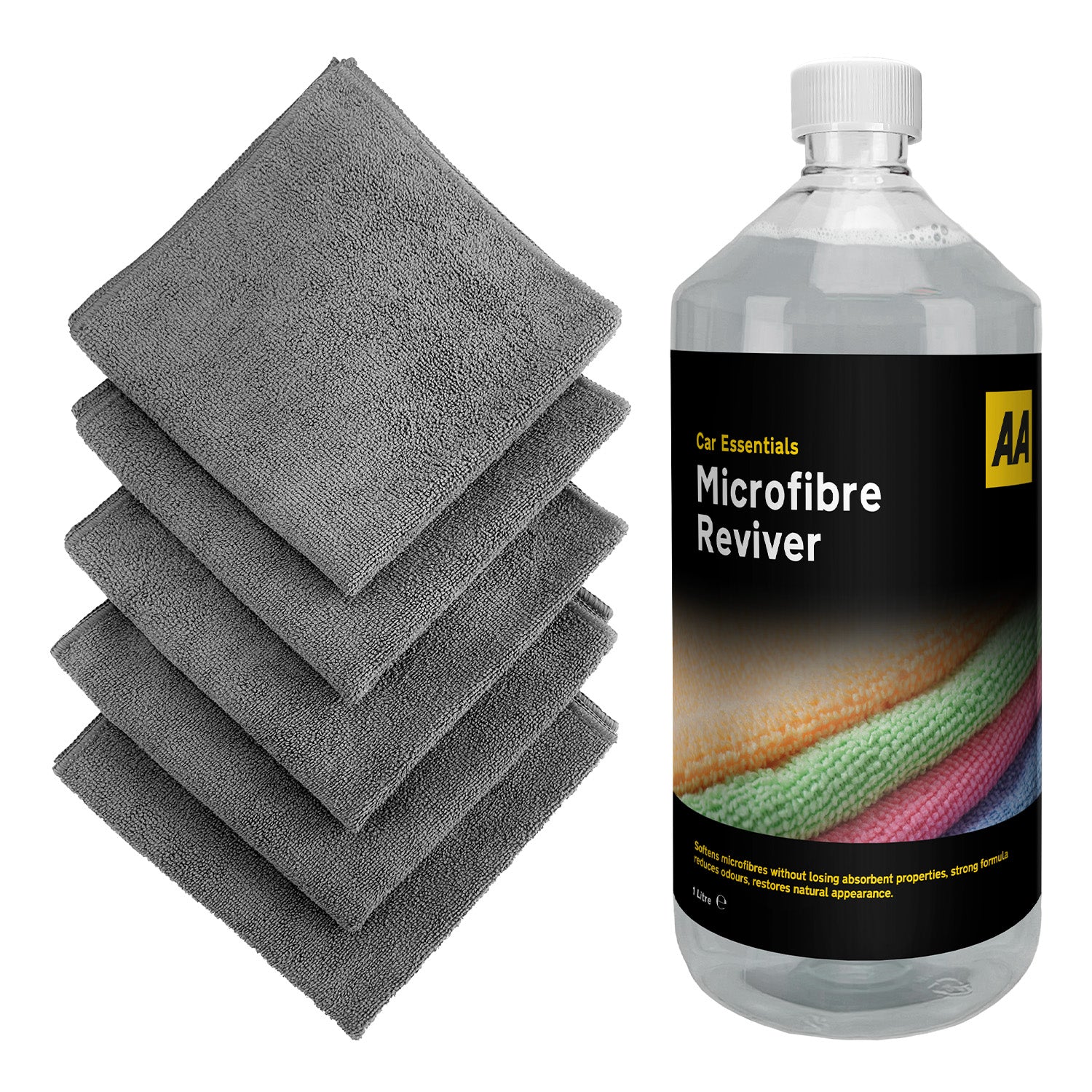 Microfibre Reviver and Softener 1 Litre Concentrate with 5 x cloths AA
