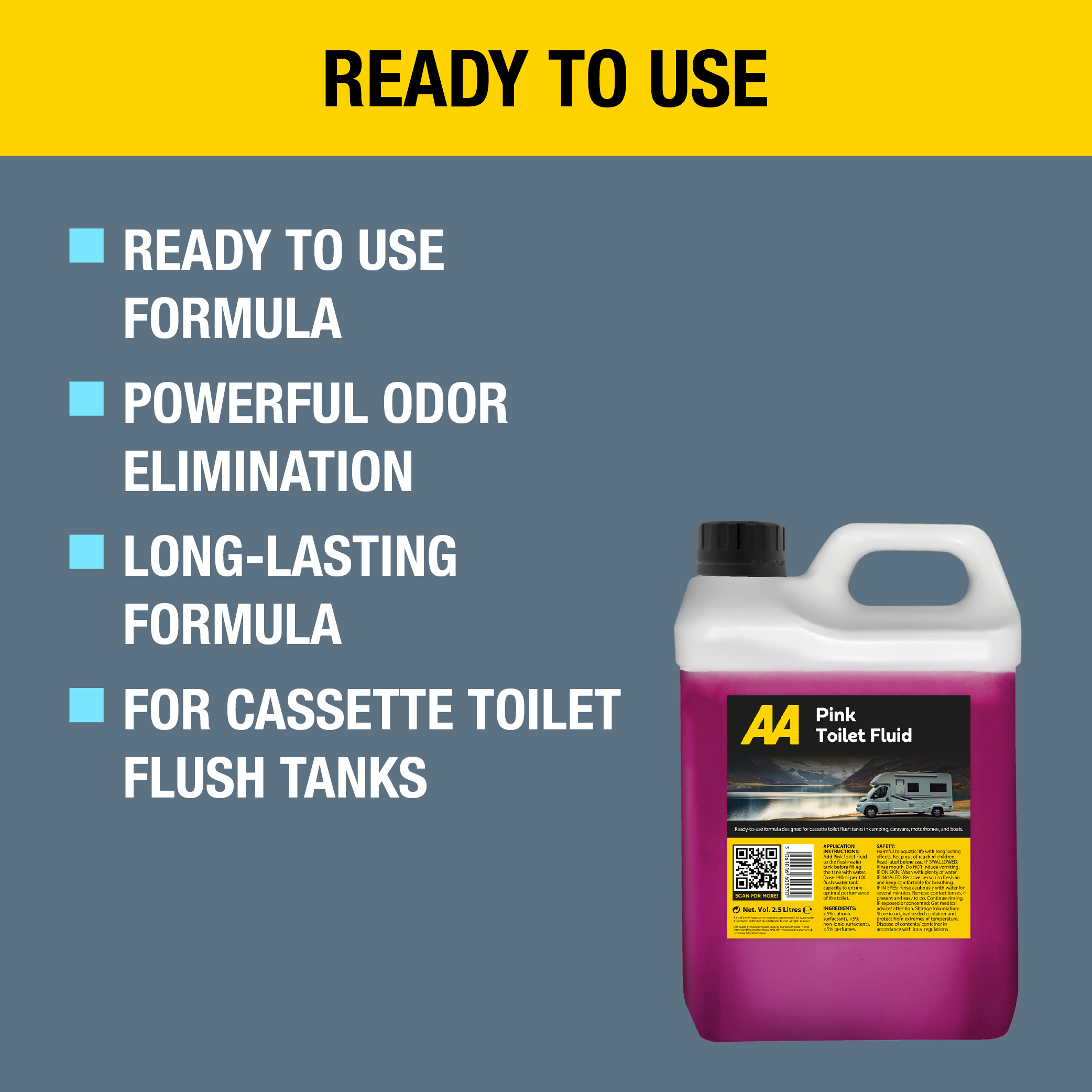 AA Toilet Cleaner Pink Flush Fluid, 2.5 Litre