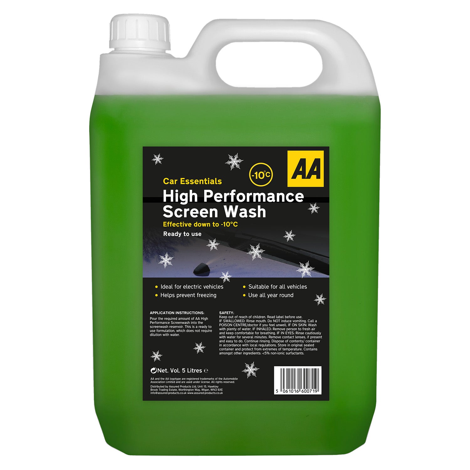AA Rain Repellent Screenwash Additive 500ml with Winter Screenwash 5L (Green)
