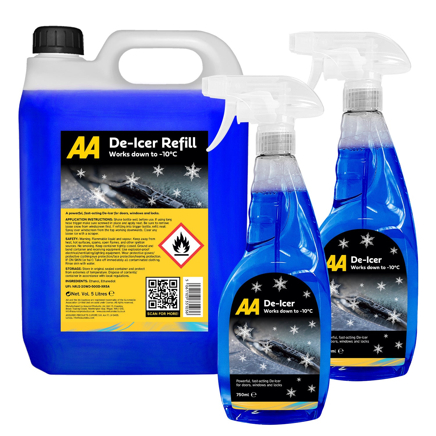 AA Fast Acting De-icer, 2 x 750ml + 5L Refill