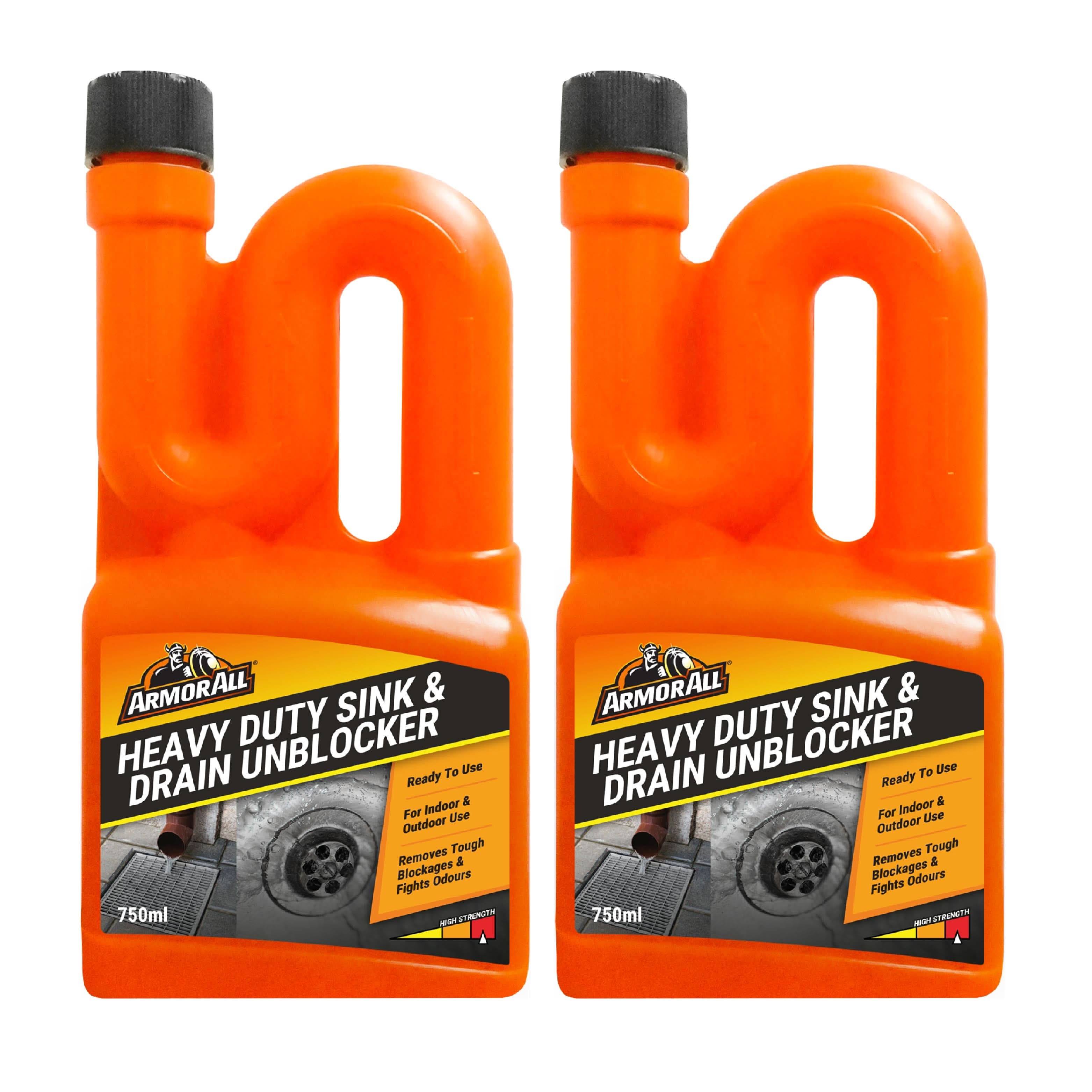 Armor All Heavy Duty Sink & Drain Unblocker 2 x 750 ml, Clears Blocked Drains, 2 Doses per Bottle