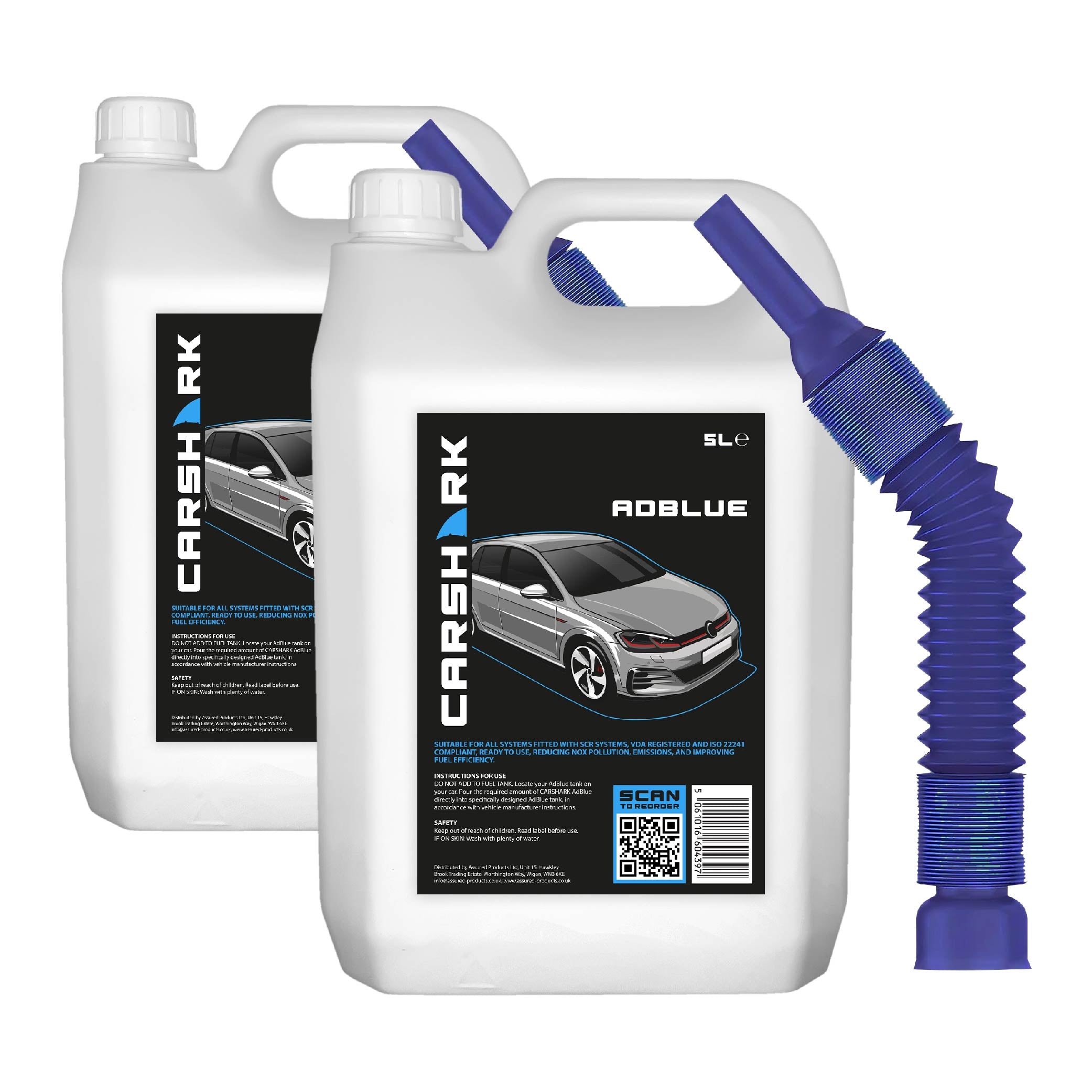 CARSHARK AdBlue Diesel Exhaust Fluid Additive, 2 x 5 Litres, Easy Pour Spout