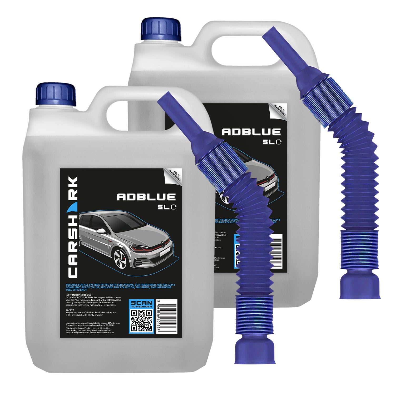 CARSHARK AdBlue Diesel Exhaust Fluid Additive, 2 x 5 Litres, Easy Pour Spout