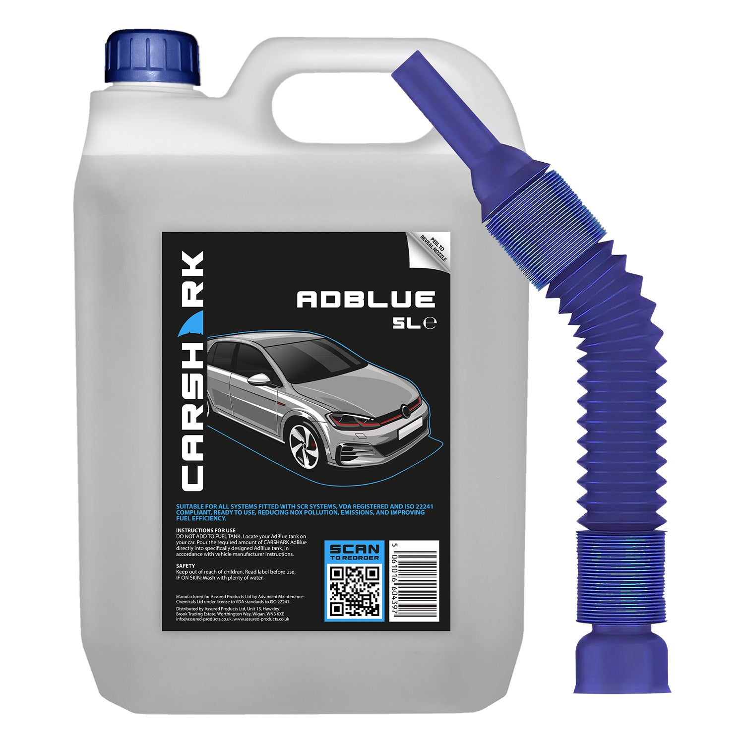 CARSHARK AdBlue Diesel Exhaust Fluid Additive, 2 x 5 Litres, Easy Pour Spout