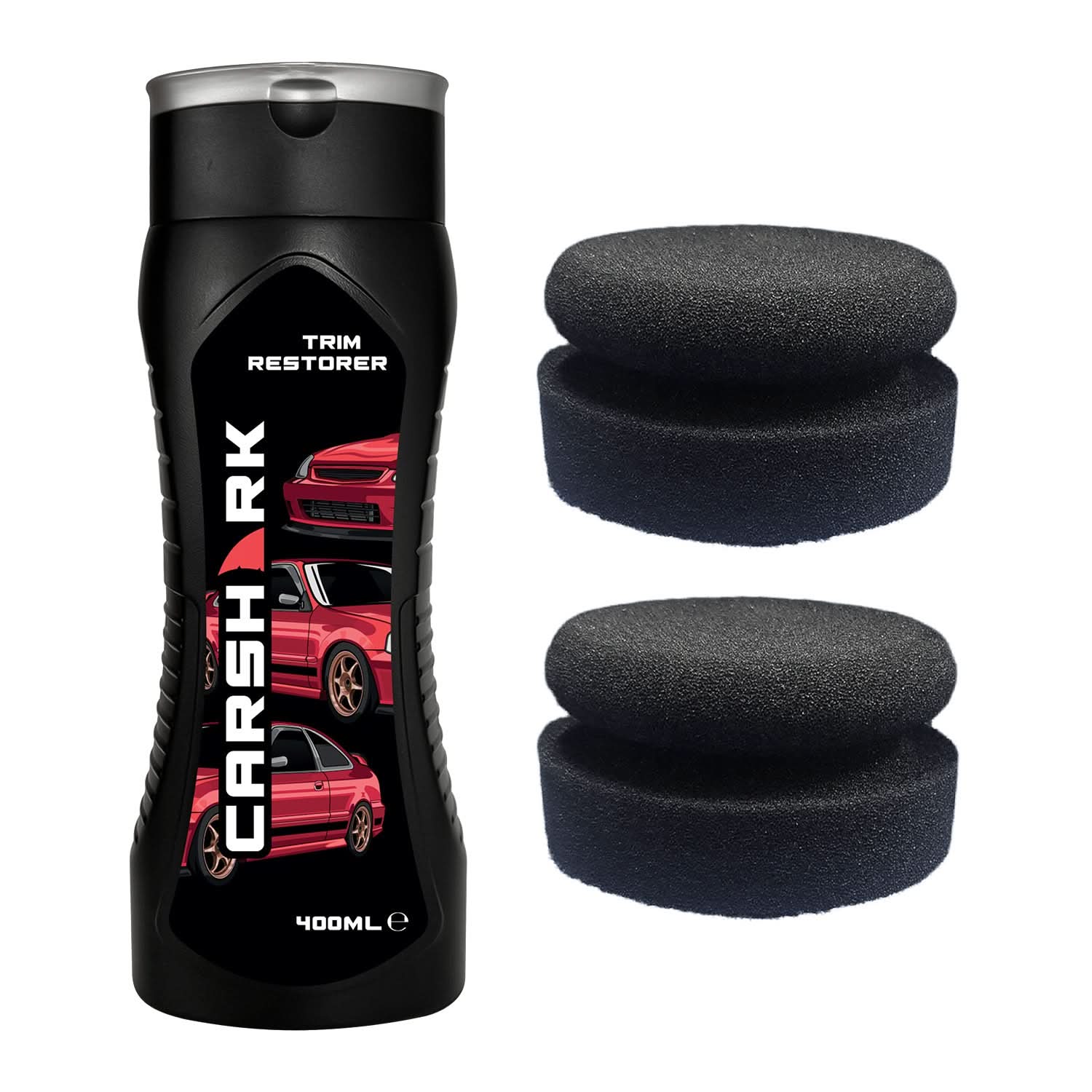 CARSHARK Trim Restorer, 400 ml with 2 x applicator pads, Black Plastic and Vinyl Restorer