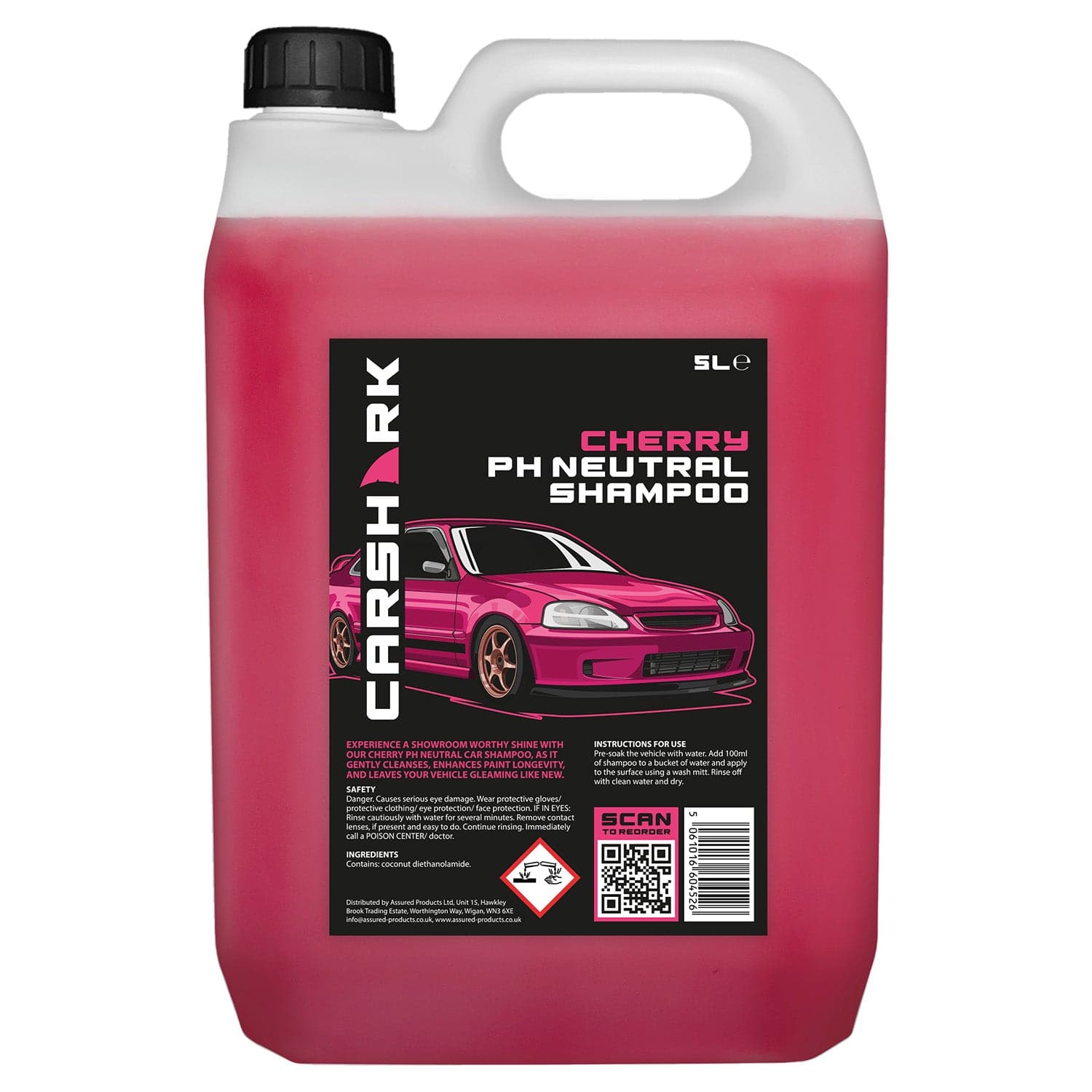 CARSHARK PH Neutral Car Shampoo 5 Litre - Concentrate - Cherry