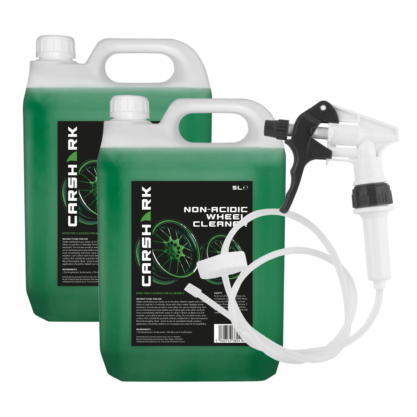 CARSHARK Non-Acidic Wheel Cleaner 2 x 5L (with Long Hose Trigger)