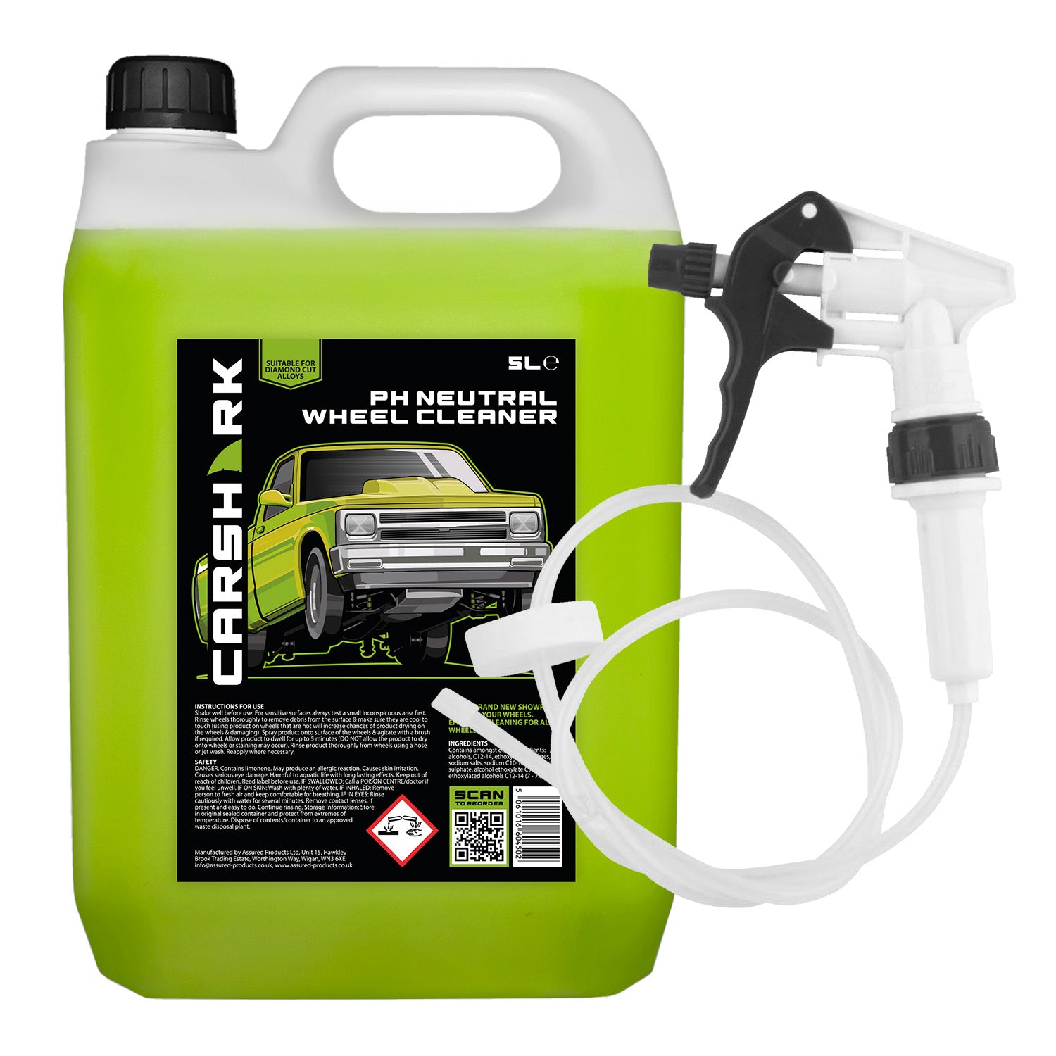 CARSHARK PH Neutral Wheel Cleaner 5 Litre (with Long Hose Trigger)