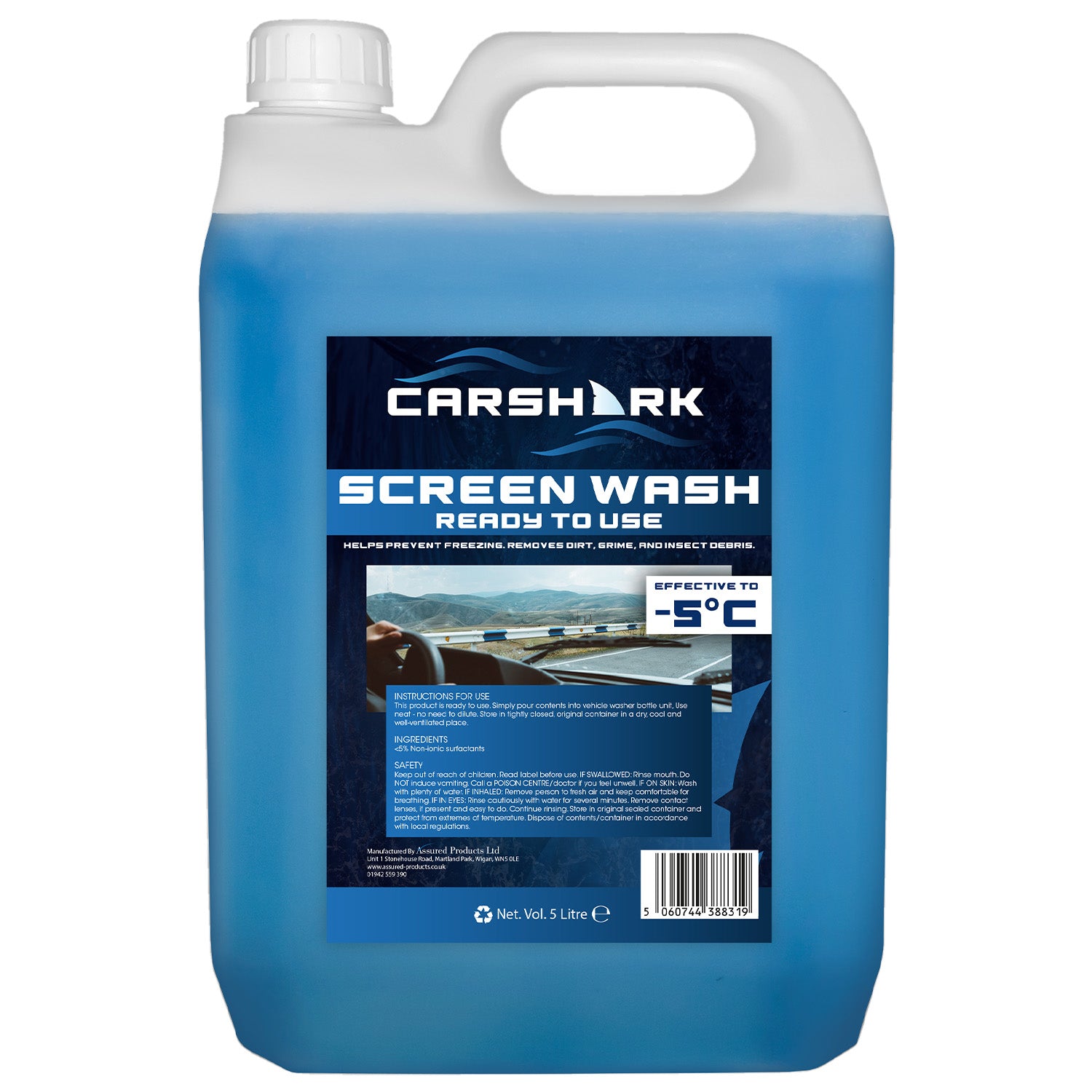 CARSHARK Rain Repellent Screenwash Additive 500ml with Winter Screenwash 5L (Blue)