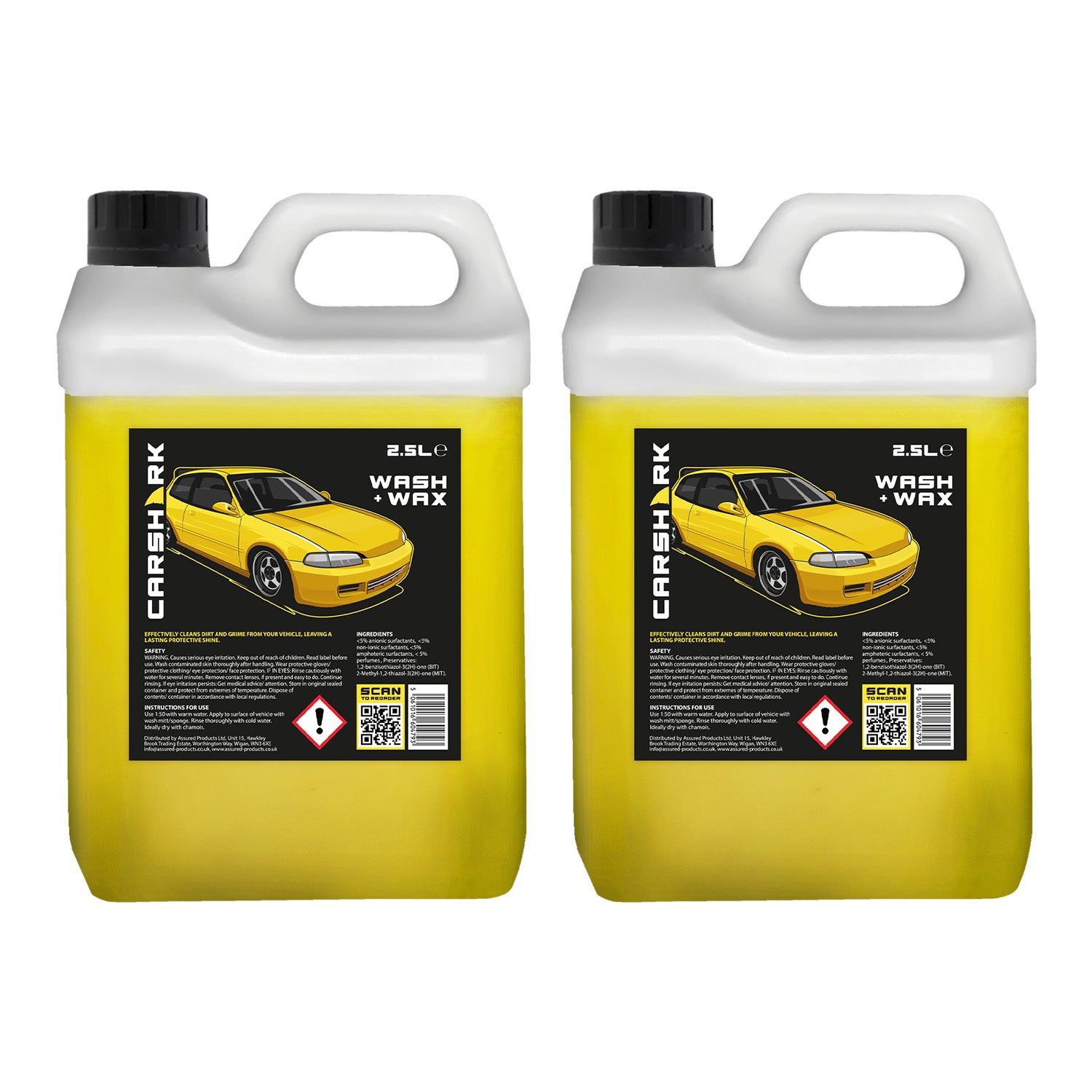 CARSHARK Wash & Wax Car Shampoo 2 x 2.5 L