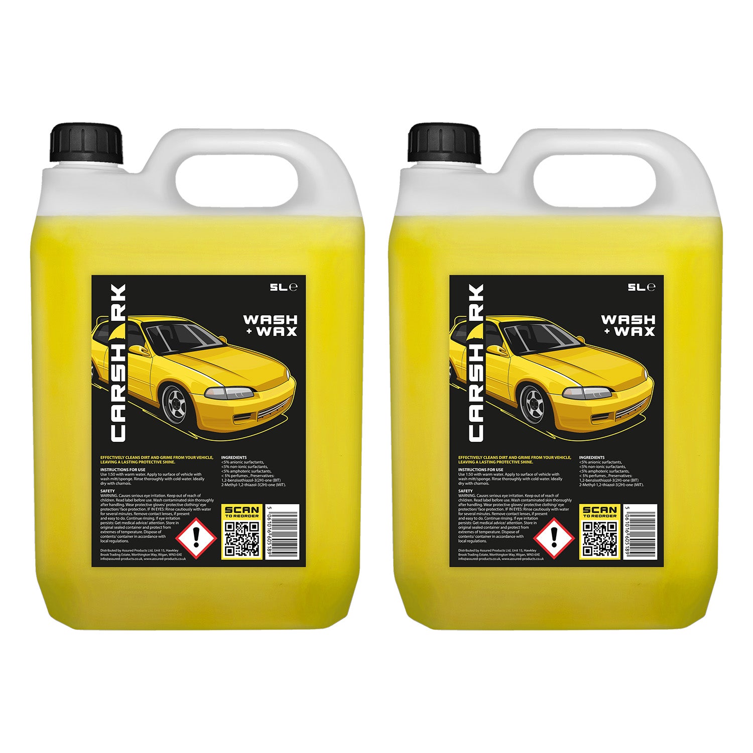 CARSHARK Wash & Wax Car Shampoo 2 x 5 L