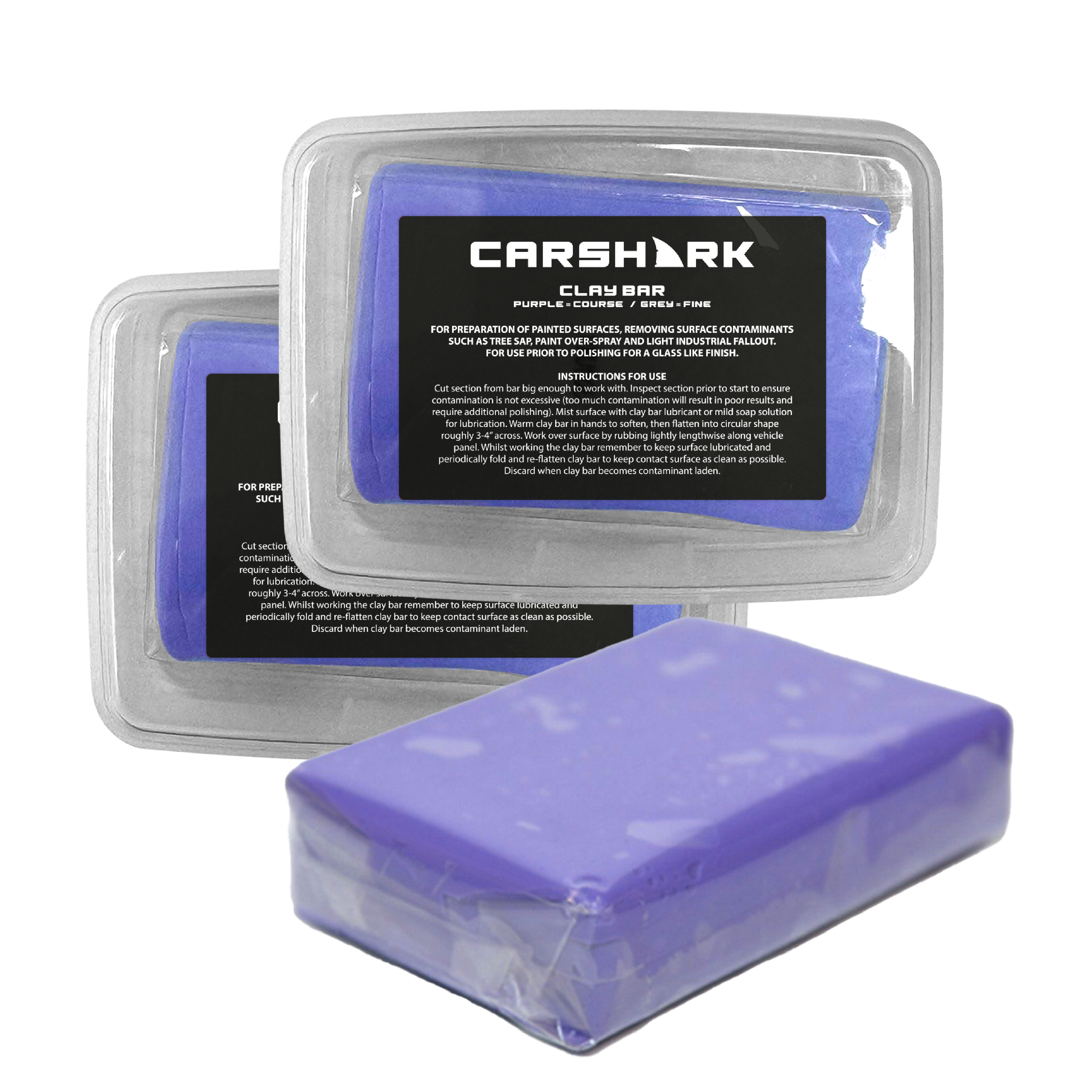 CARSHARK Clay Bar, 2 x 200g, Coarse Grade (purple)