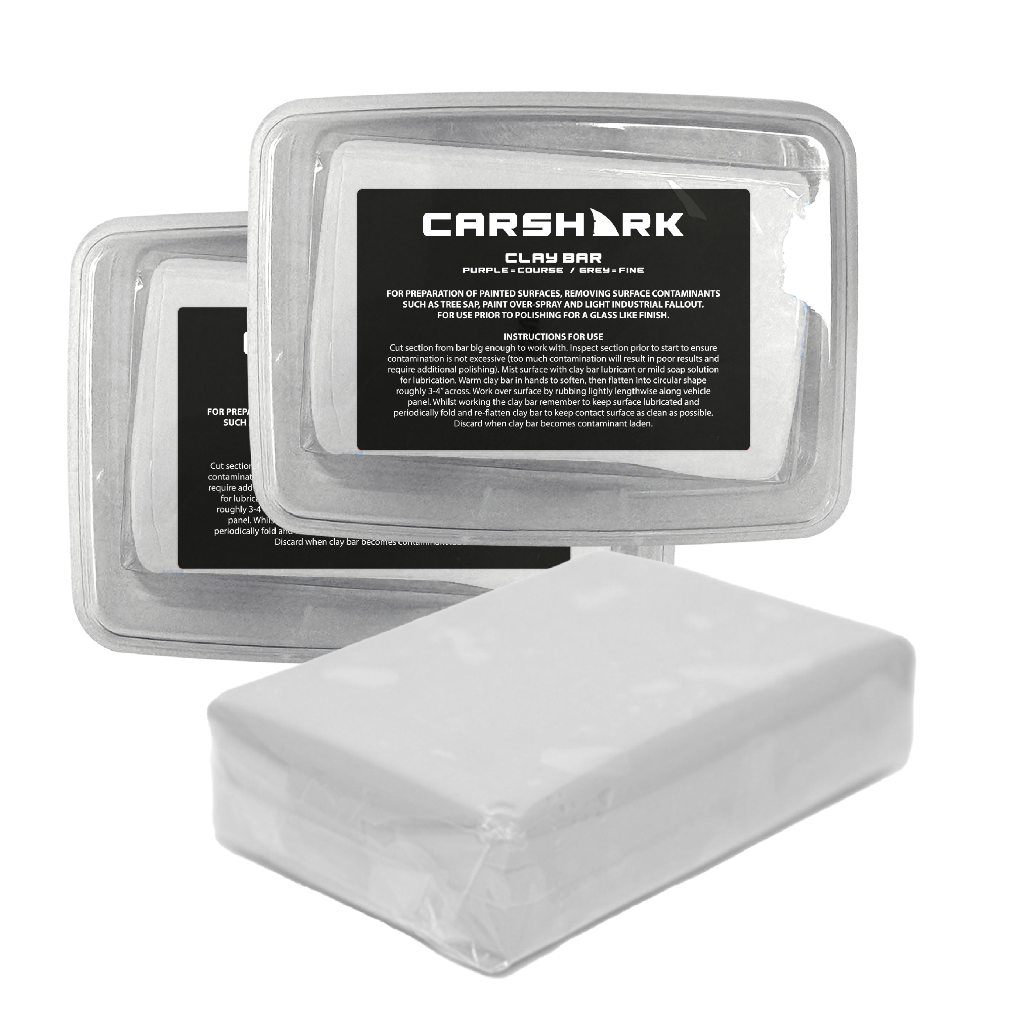 CARSHARK Clay Bar, 2 x 200g, Fine Grade (white)