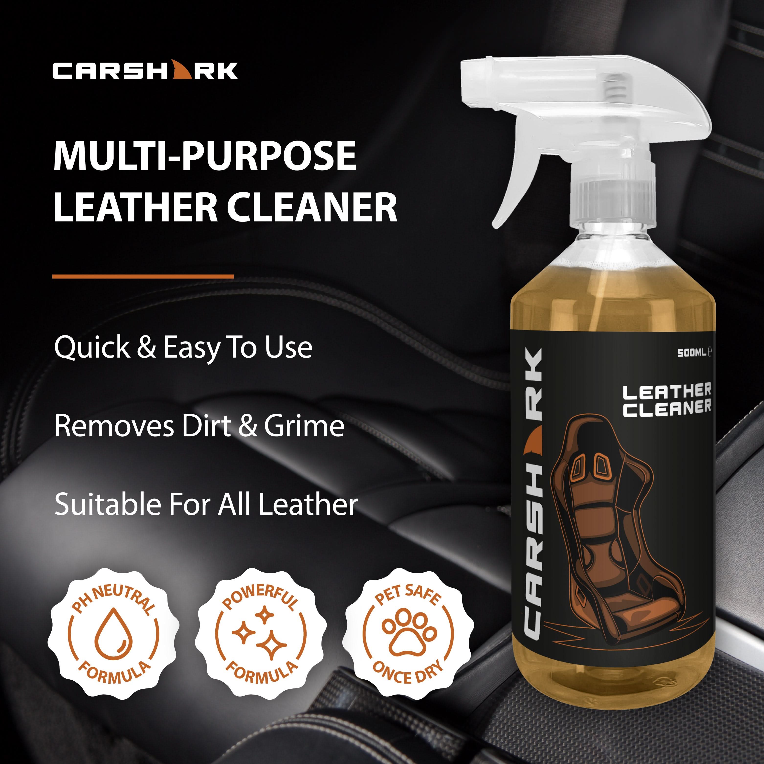 CARSHARK Leather Cleaning Kit, Leather Cleaner 500 ml, Leather Cream 250 ml