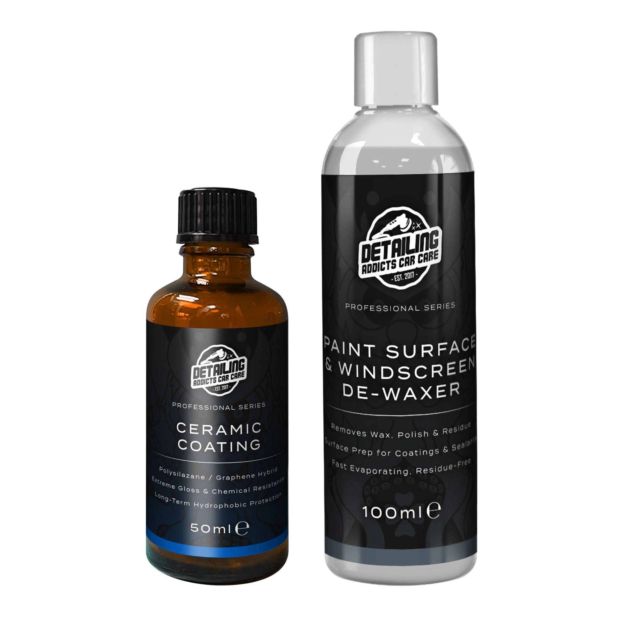Detailing Addicts Pro Ceramic Coating Prep & Protect Kit - Ceramic Coating 50ml + Paint Surface & Windscreen De-Waxer 100ml