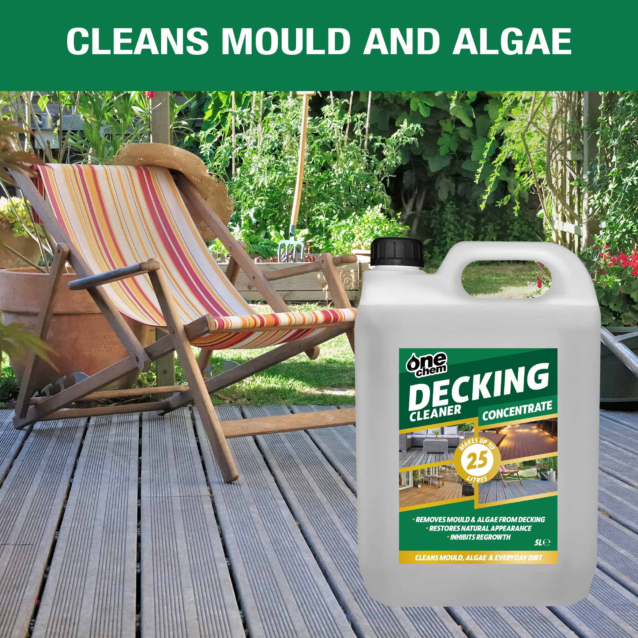 One Chem Decking Cleaner 5 Litre Concentrate (with 5 L Garden Sprayer)