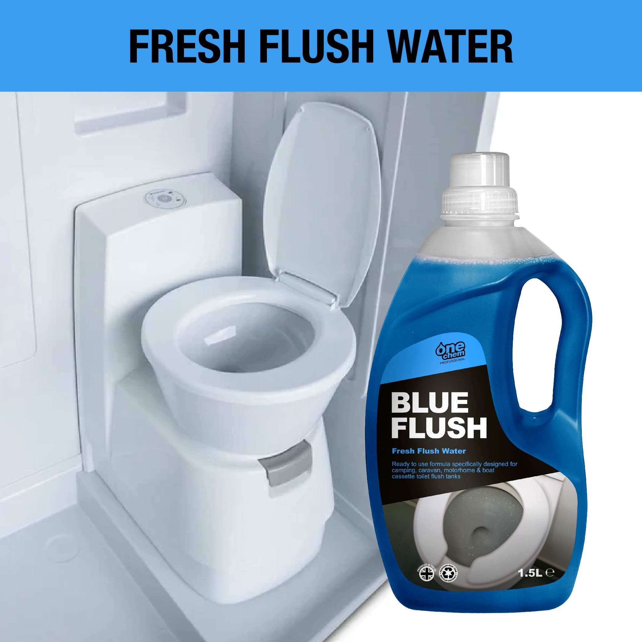 One Chem Professional Toilet Cleaner Blue Flush Fluid, 1.5 Litre