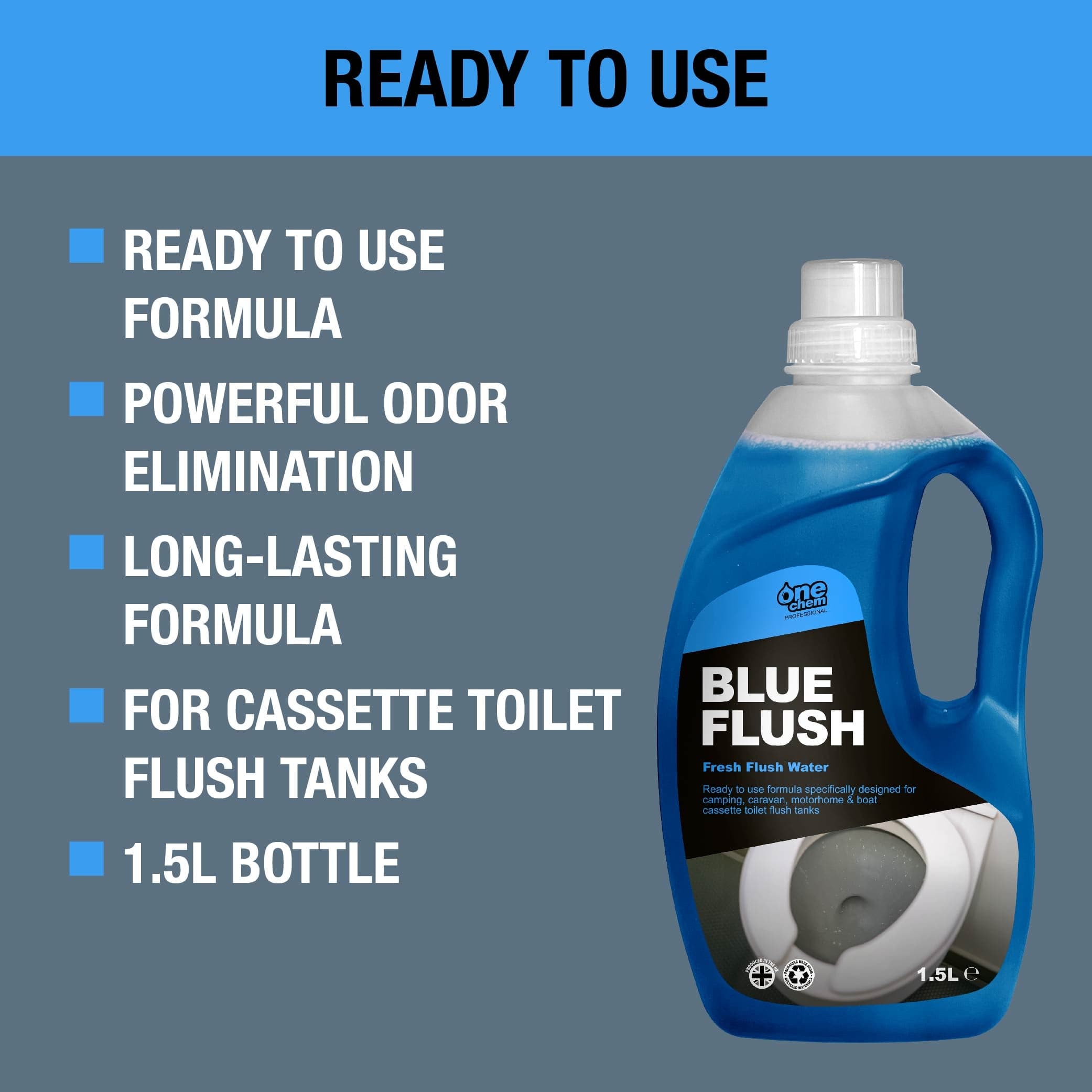 One Chem Professional Toilet Cleaner Blue Flush Fluid, 2 x 1.5 Litre