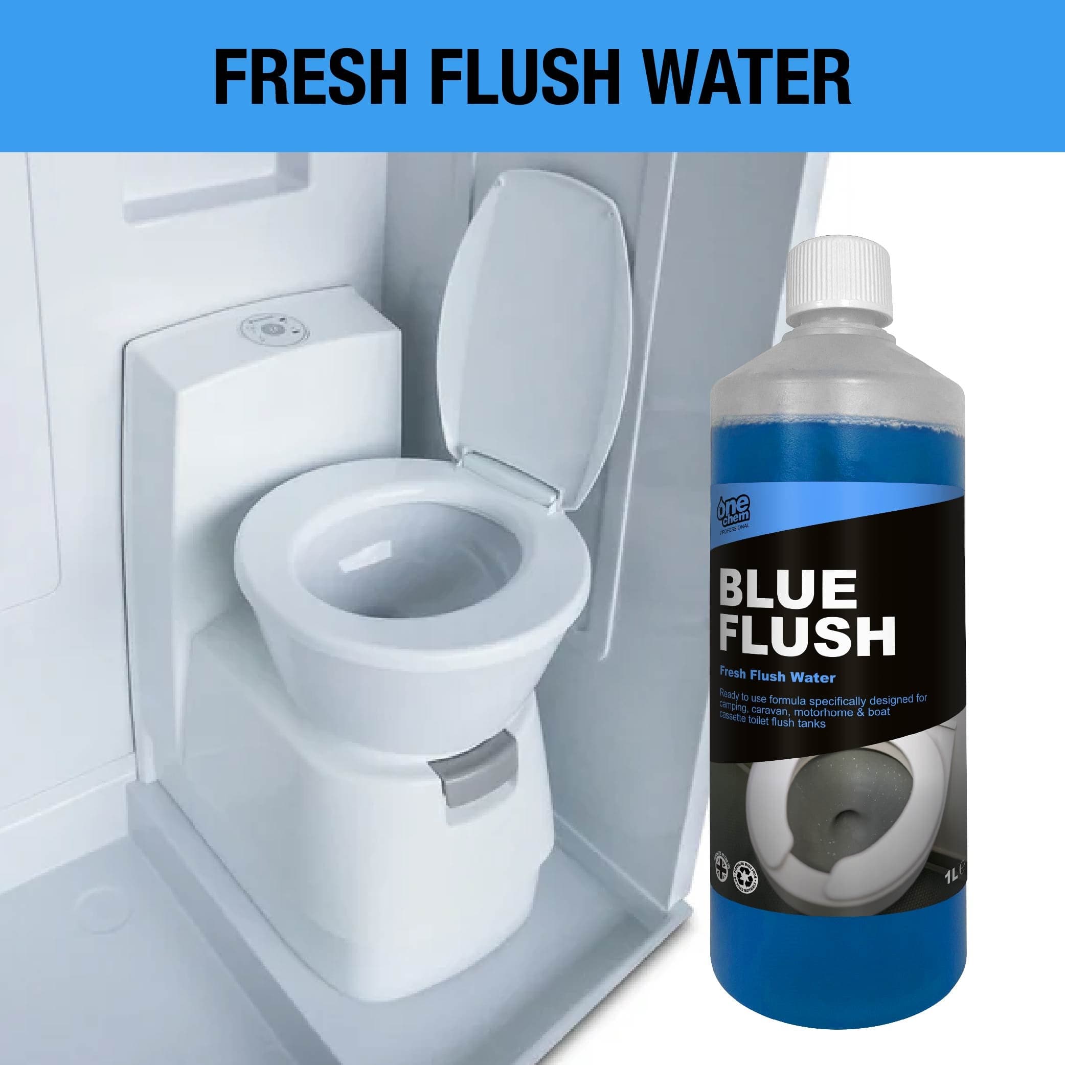 One Chem Professional Toilet Cleaner Blue Flush Fluid, 2 x 1 Litre