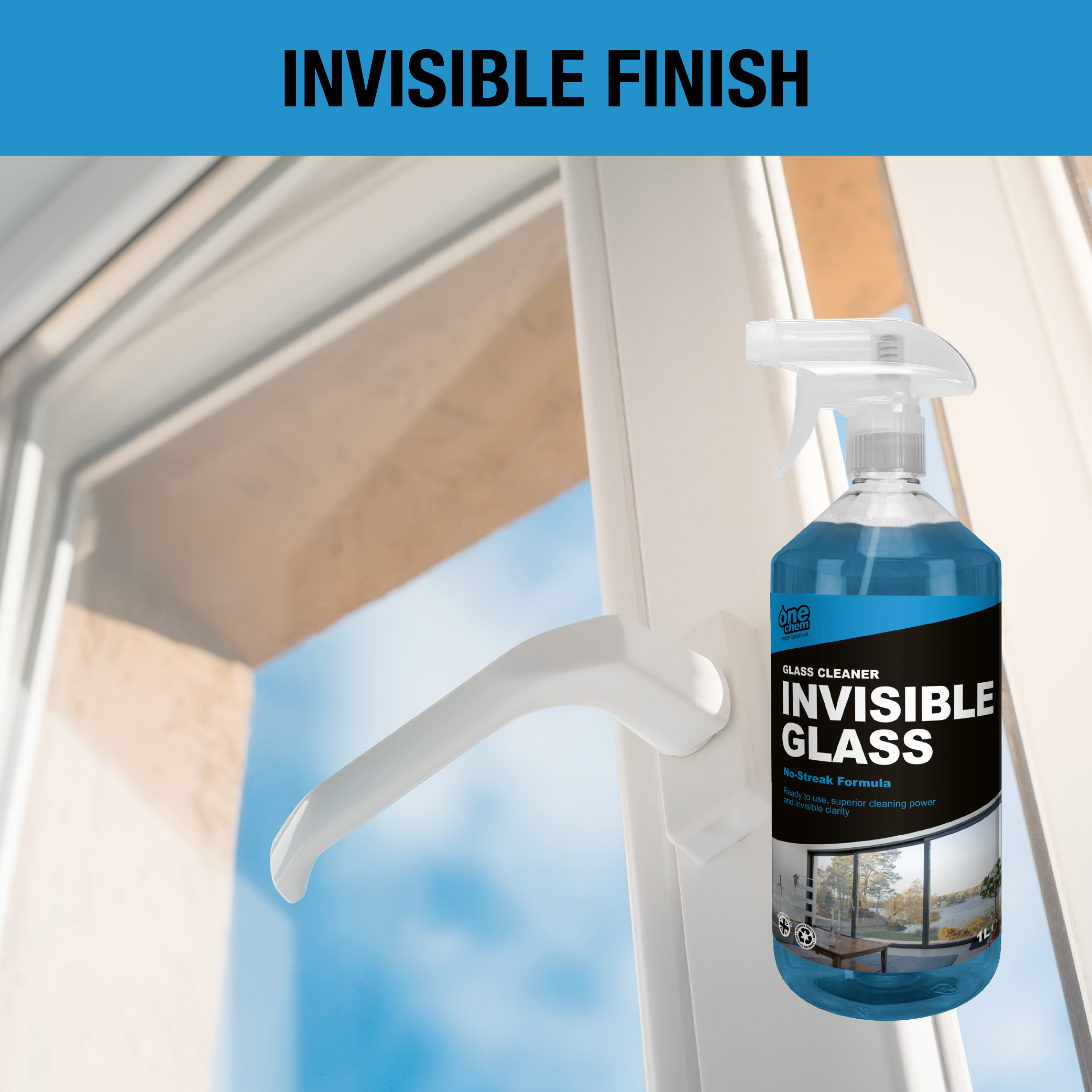 One Chem Professional Glass Cleaner, Invisible Glass, 1 Litre