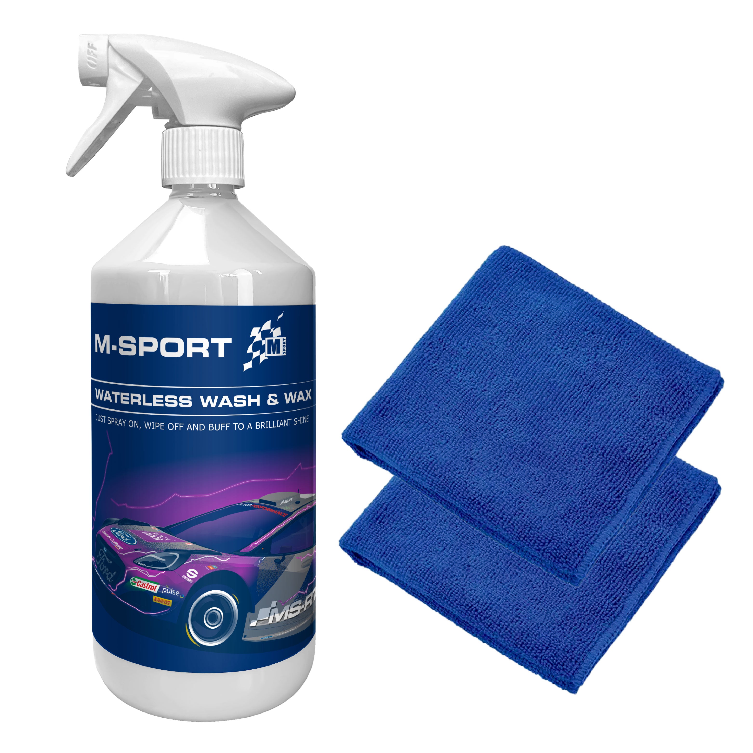 M-Sport Waterless Wash & Wax 1L (with 2 Microfibre Cloths)