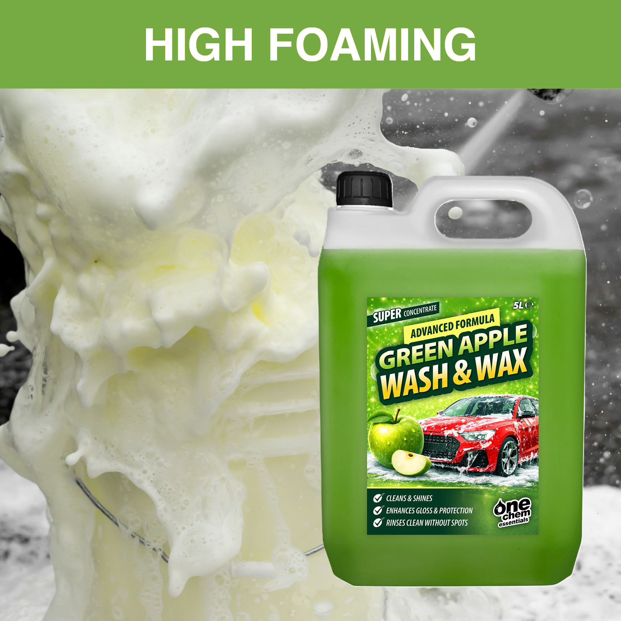 One Chem Essentials Green Apple Wash & Wax Car Shampoo
