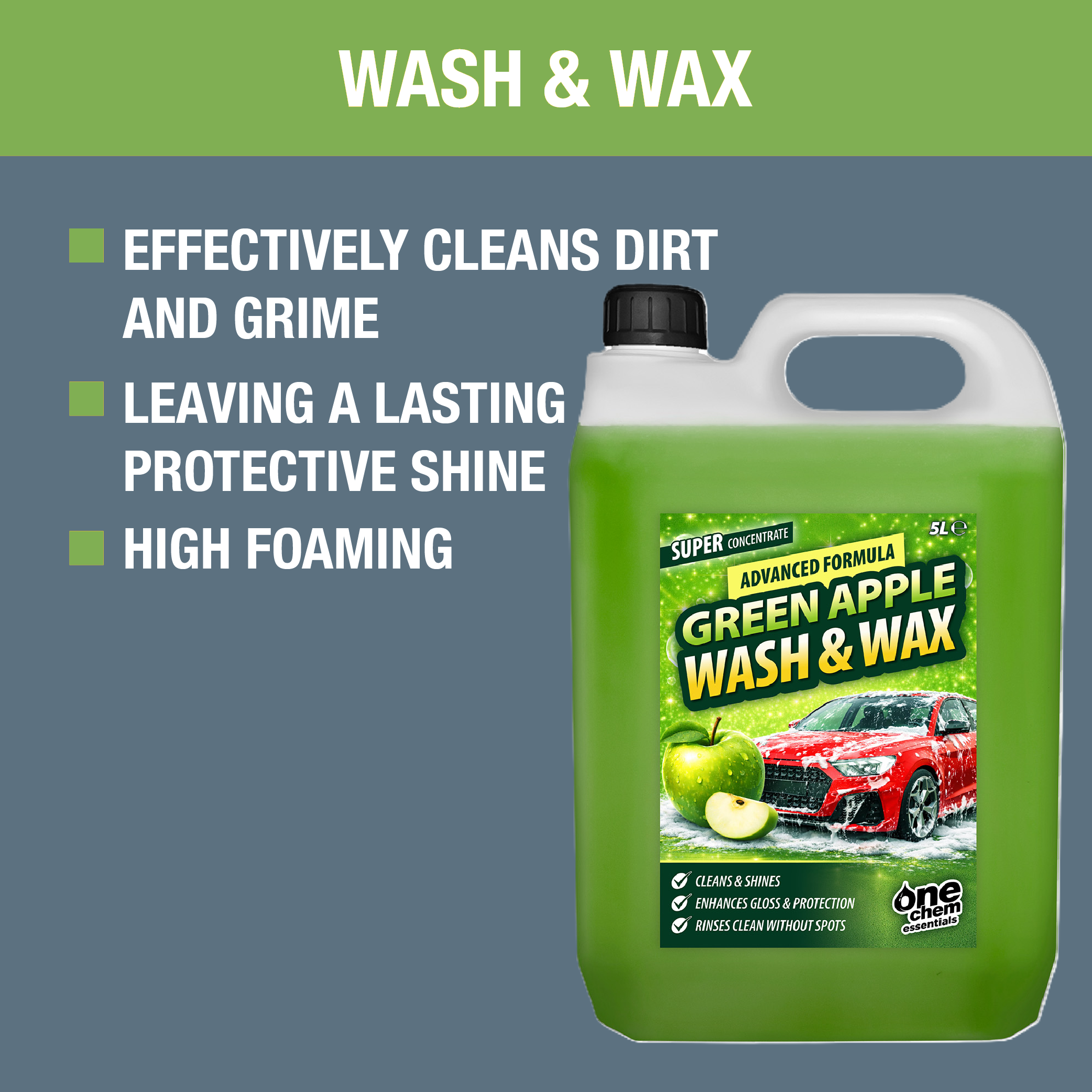 One Chem Essentials Green Apple Wash & Wax Car Shampoo