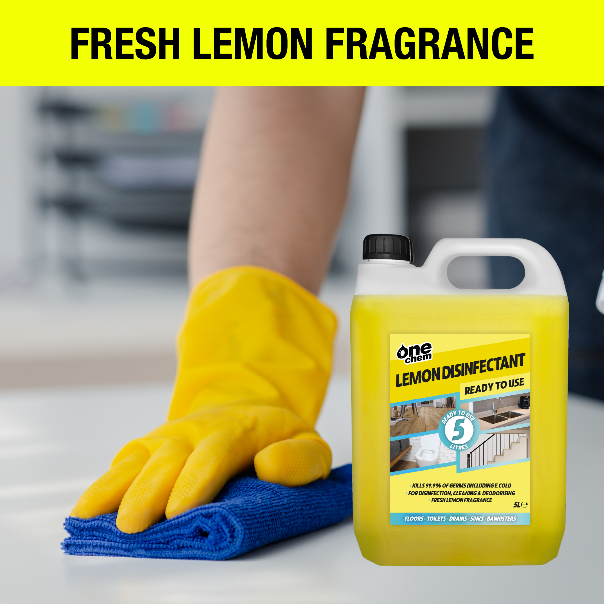 One Chem Lemon Disinfectant & Cleaner 5L (with 5L Sprayer)