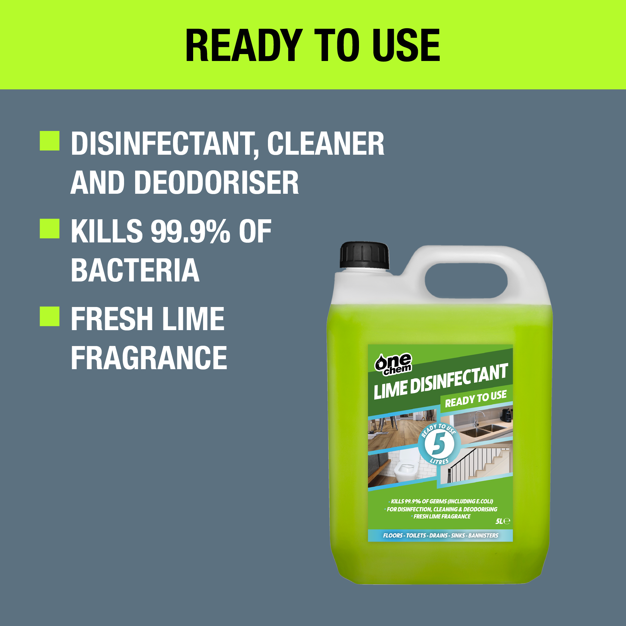 One Chem Lime Disinfectant & Cleaner 5L (with 5L Sprayer)