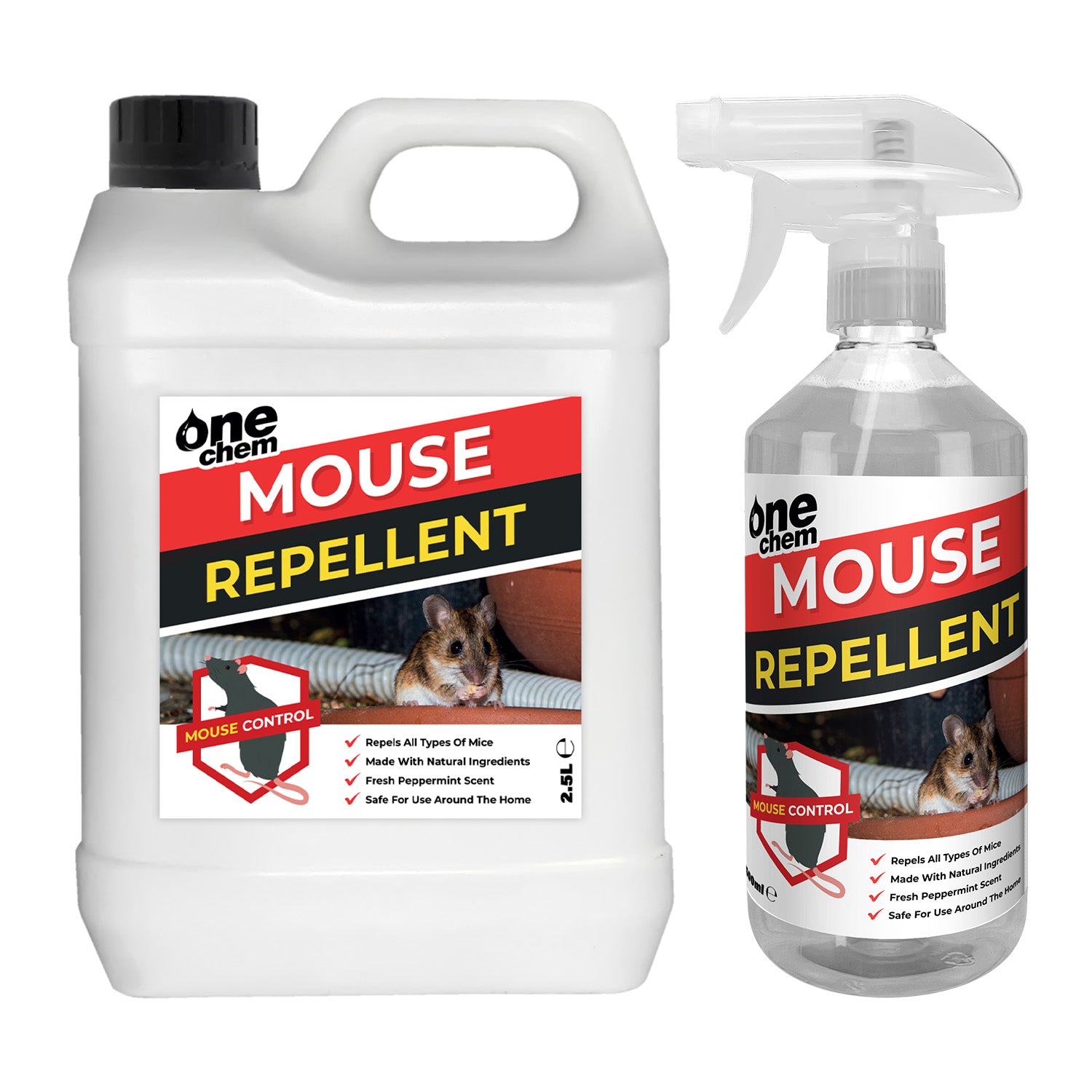 One Chem Mouse Repellent Spray 2.5L + 500ml, Peppermint Scent