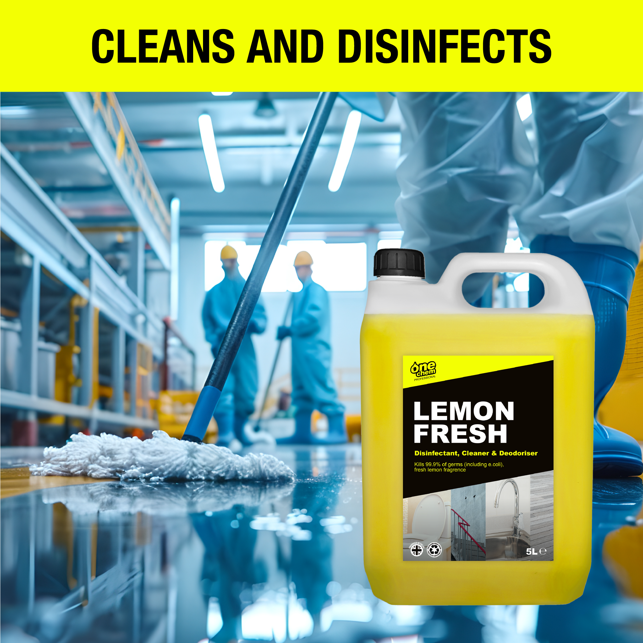 One Chem Professional Lemon Fresh Disinfectant & Cleaner 2 x 5L