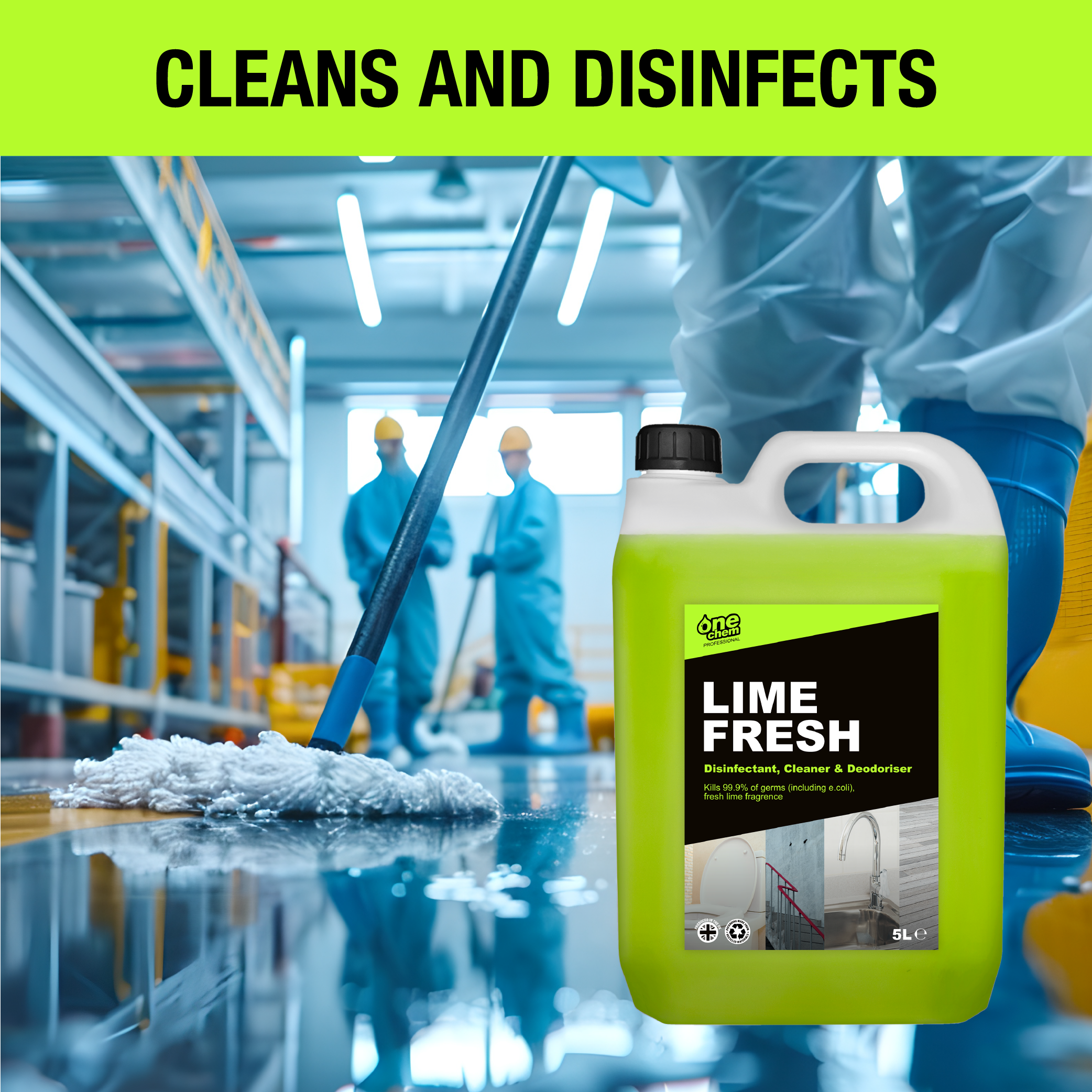 One Chem Professional Lime Fresh Disinfectant & Cleaner 5L (with 5L Sprayer)