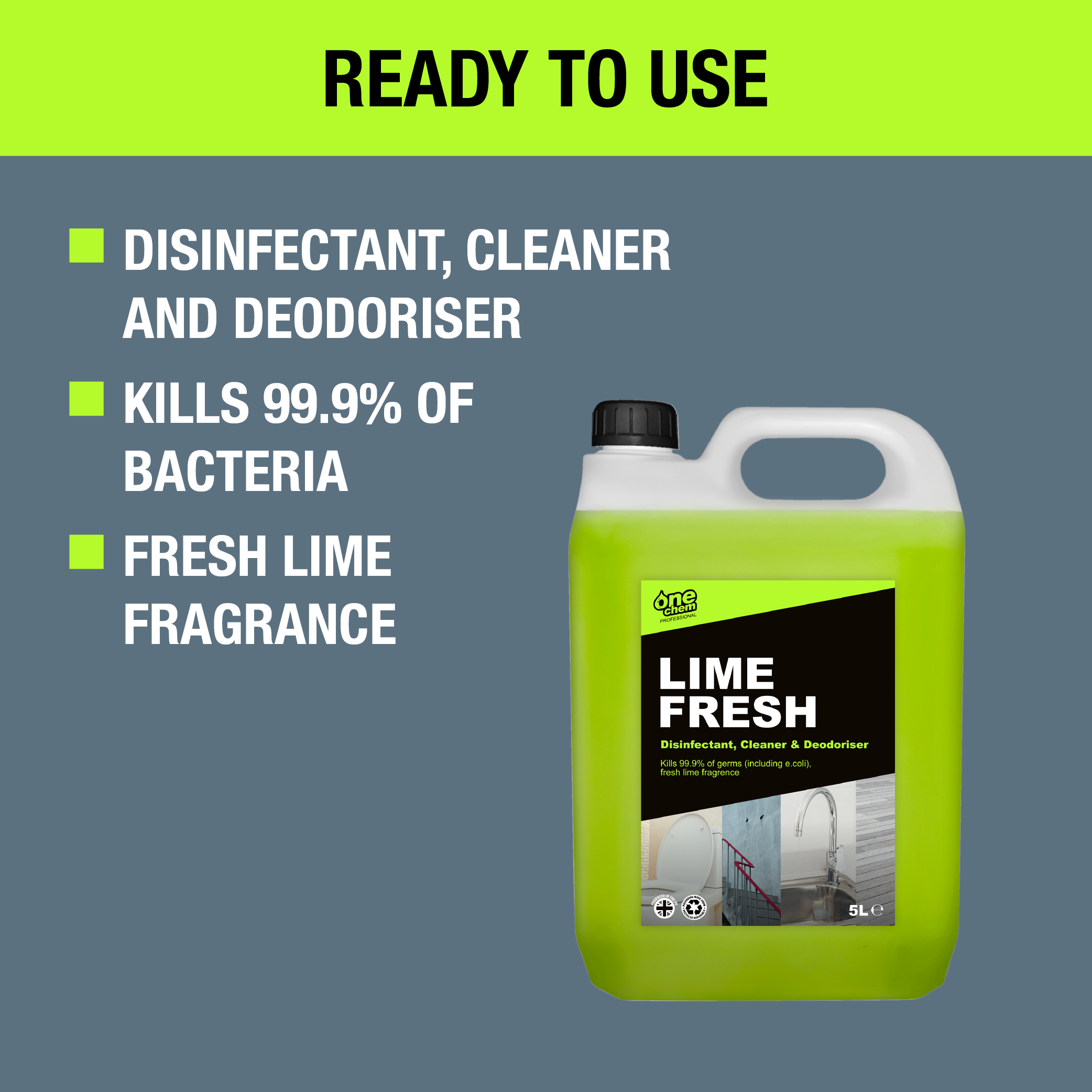 One Chem Professional Lime Fresh Disinfectant & Cleaner 5L