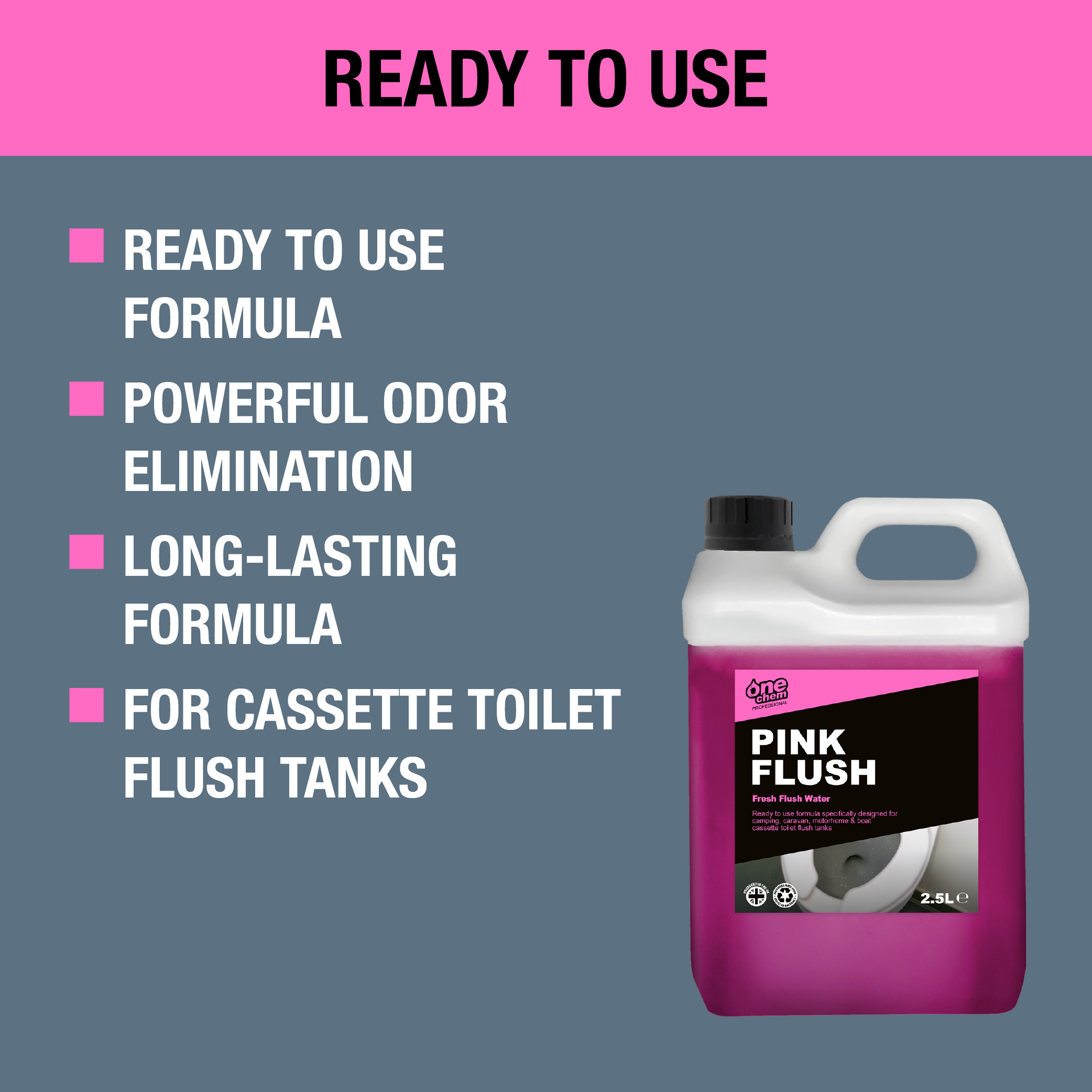 One Chem Professional Toilet Cleaner Pink Flush Fluid, 2.5 Litre