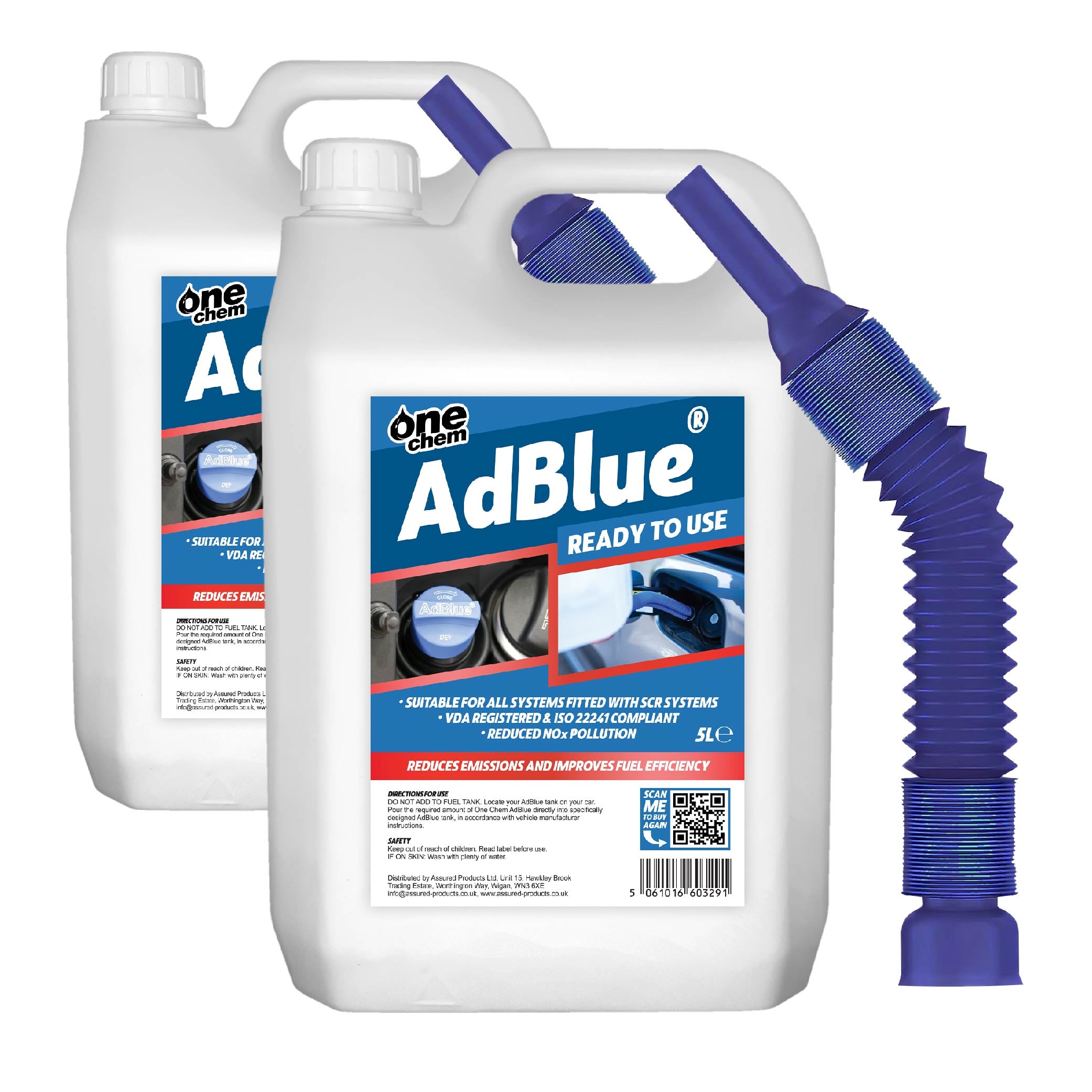 One Chem AdBlue Diesel Exhaust Fluid Additive, 2 x 5 Litres, Easy Pour Spout