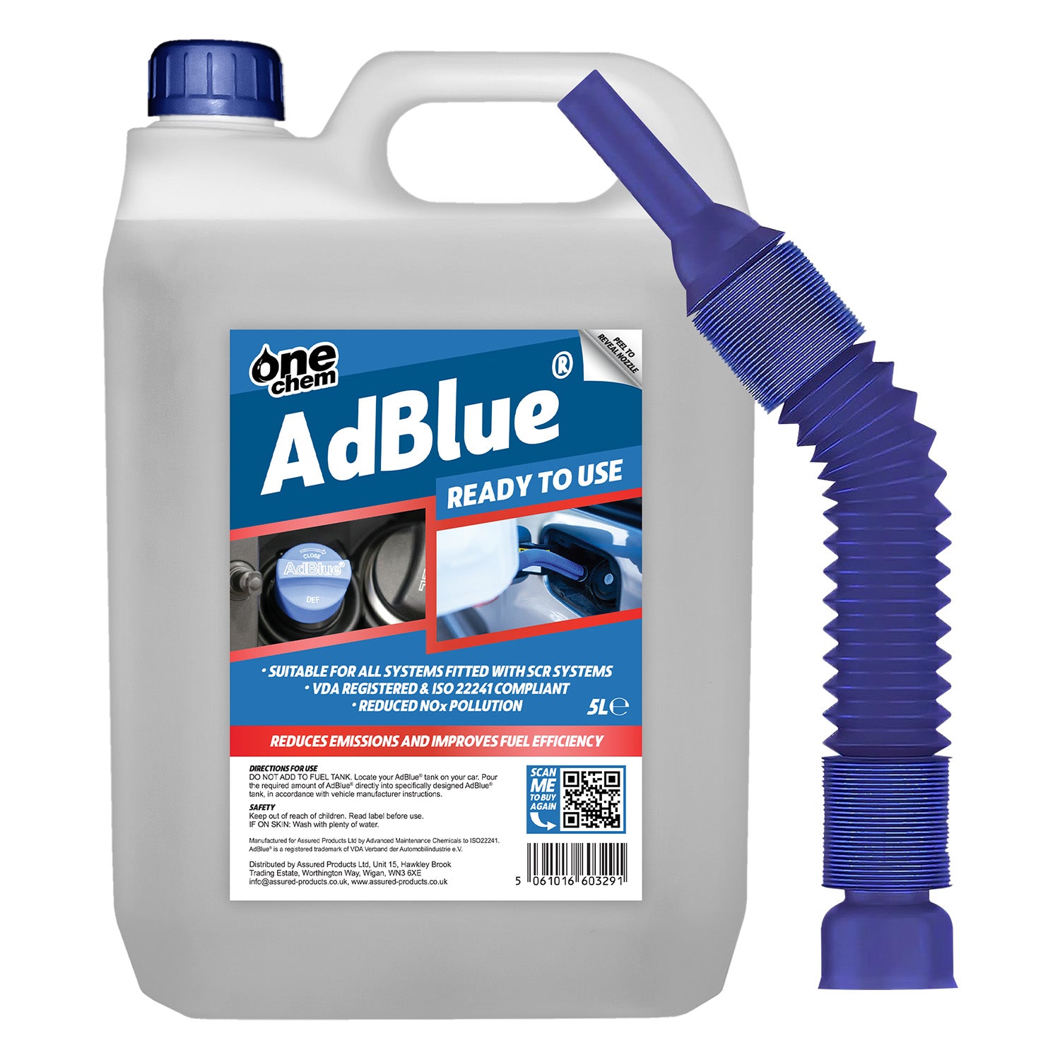 One Chem AdBlue Diesel Exhaust Fluid Additive - Easy Pour Spout