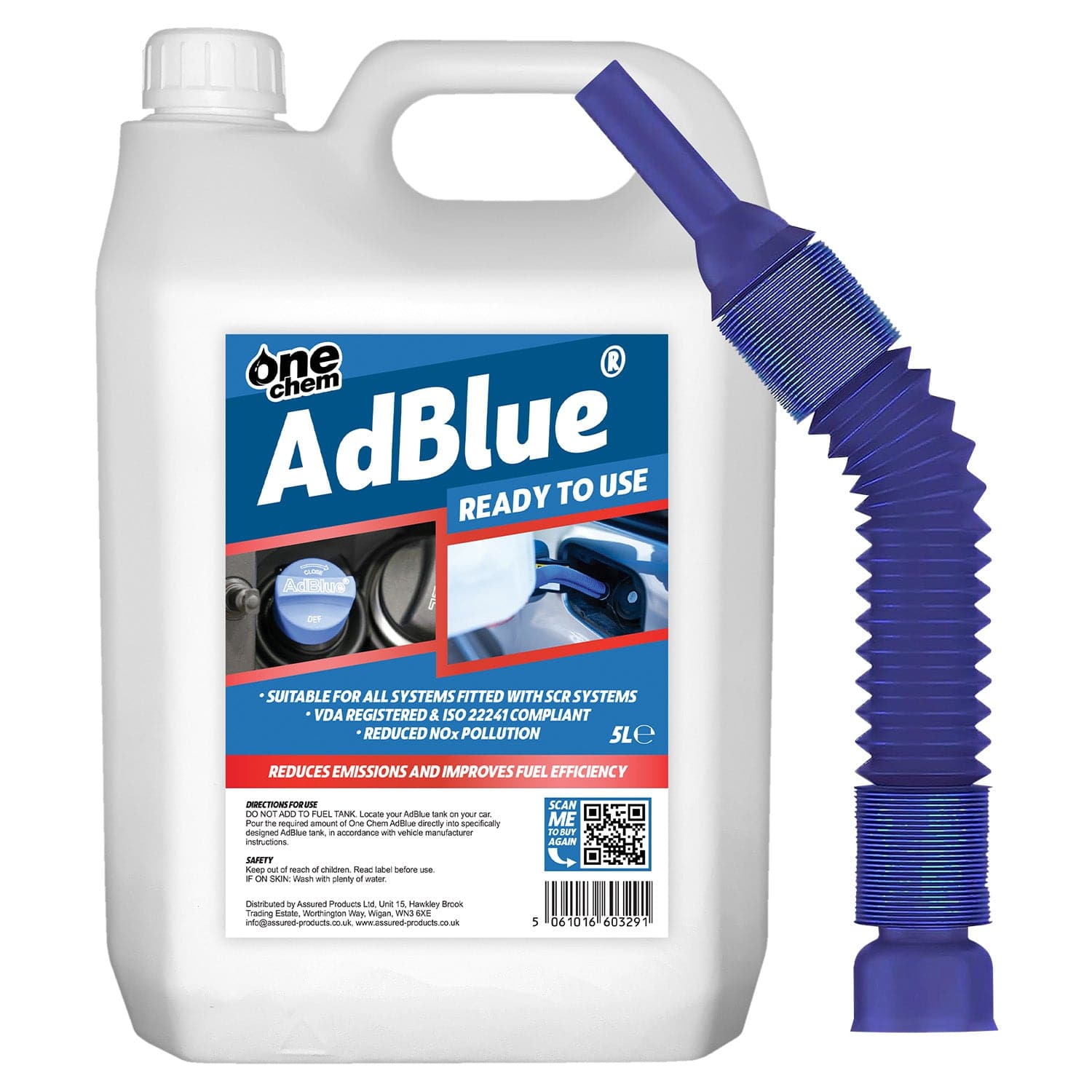 One Chem AdBlue Diesel Exhaust Fluid Additive, 5 Litres, Easy Pour Spout