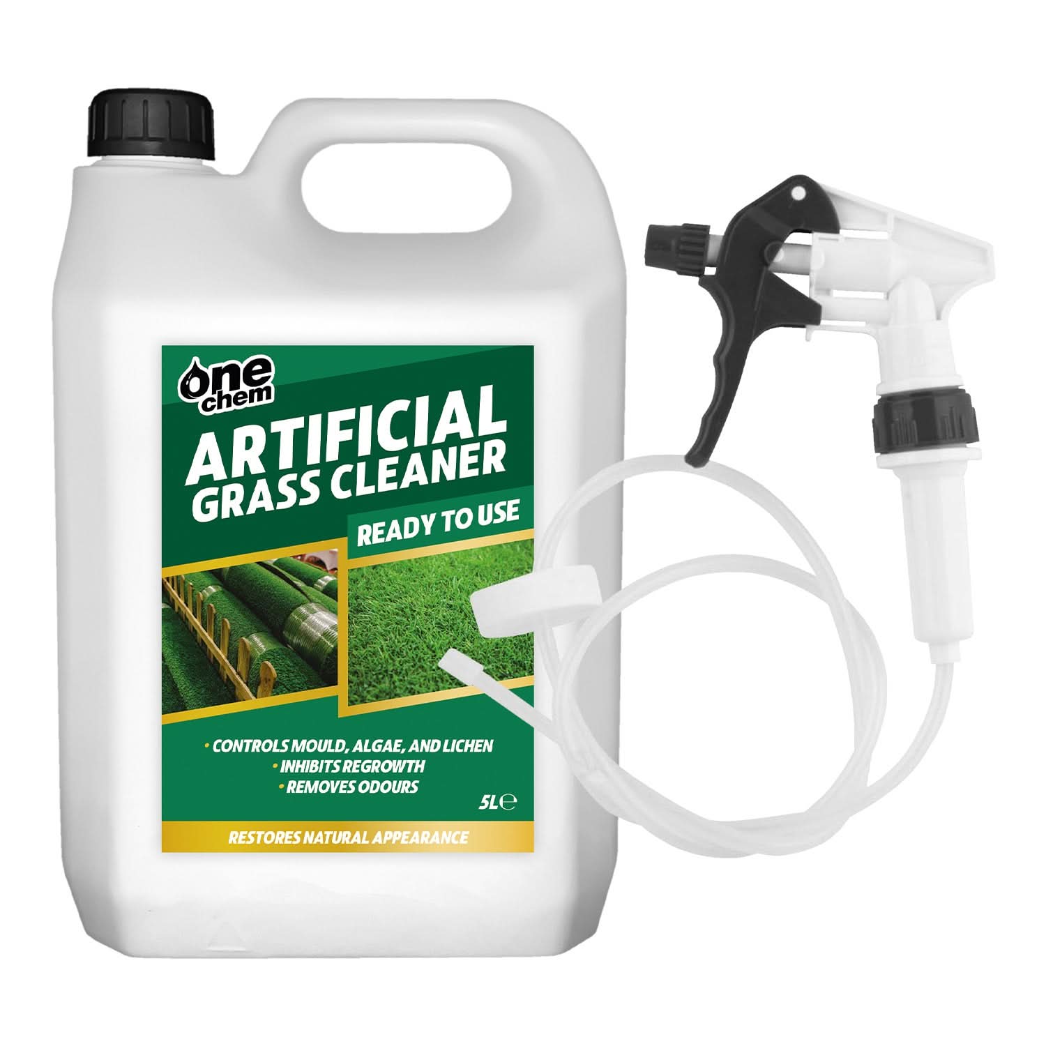 One Chem Artificial Grass Cleaner 2 x 5L + LHT - Probiotic Formula Pet Urine Odour Remover