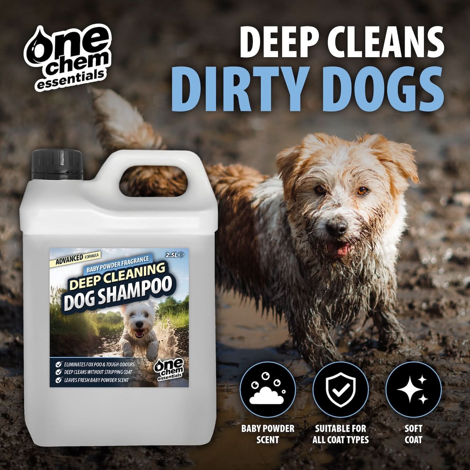 One Chem Essentials Deep Cleaning Dog Shampoo - Baby Powder