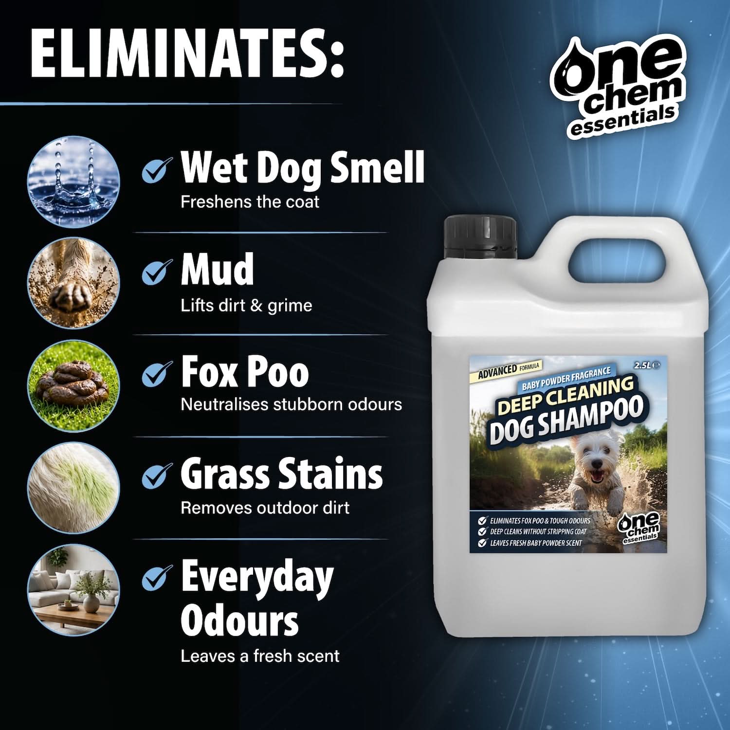 One Chem Essentials Deep Cleaning Dog Shampoo - Baby Powder